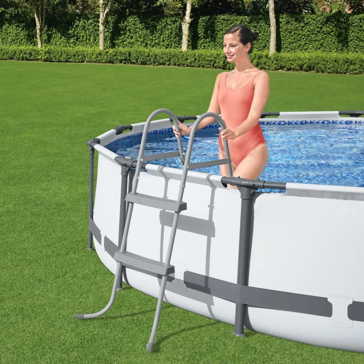 BESTWAY Escalera para Piscinas Desmontables 112x66x116 cm Plateado