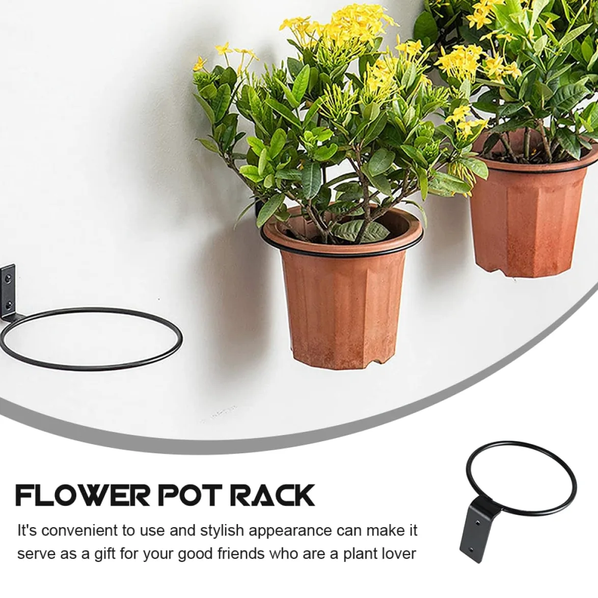 HOMSFOU Soportes para Macetas de Pared 5 Piezas de Hierro 15 Cm Estantería para Flores Jardín Balcón Almacenamiento Vertical Práctico Resistente