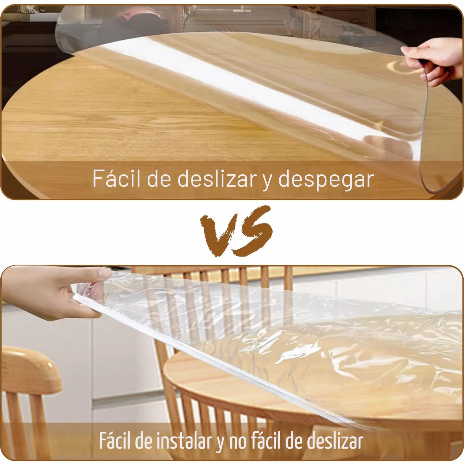 Mantel Redondo Elástico Impermeable Lavable Transparente 110-140 cm