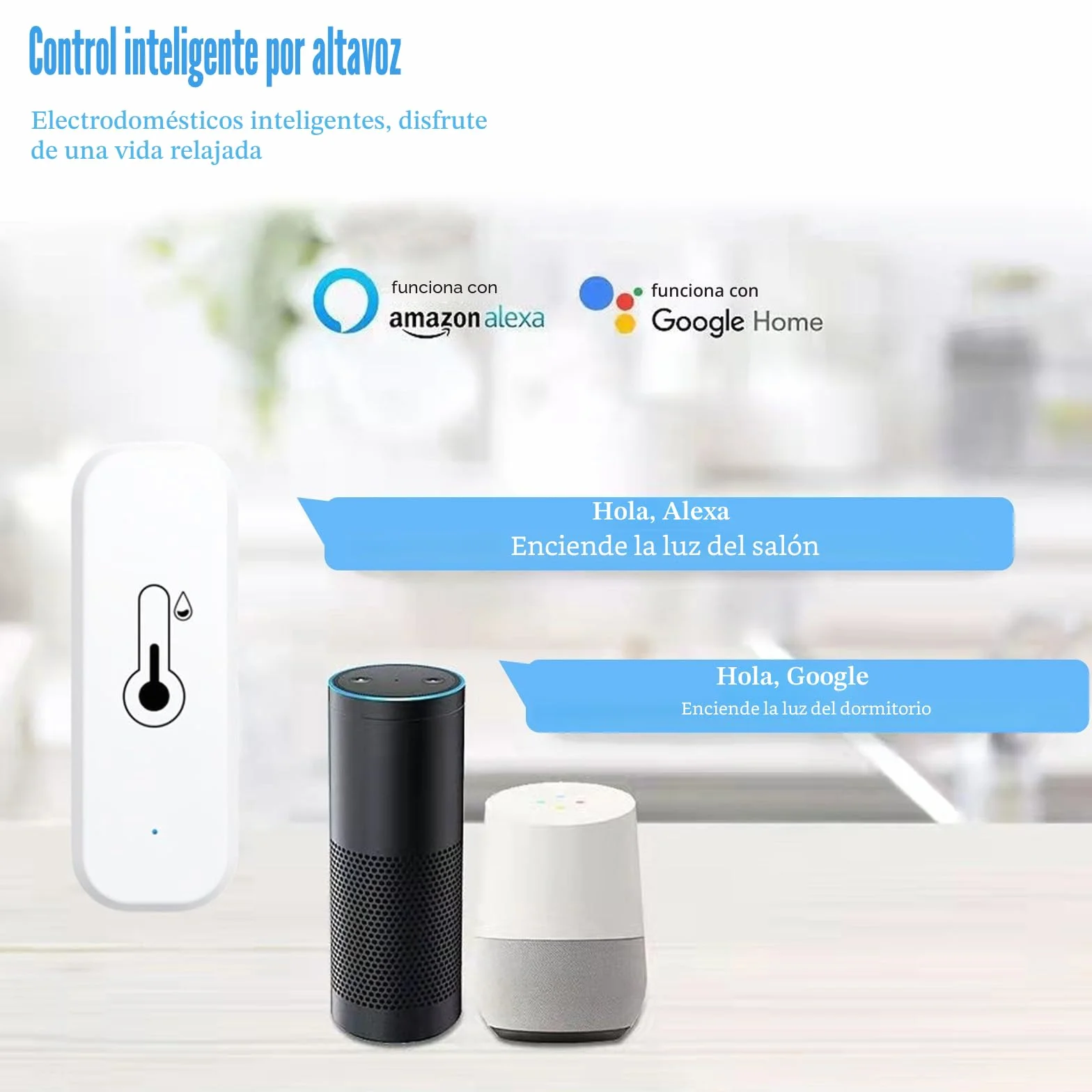 GERUI Termómetro Higrómetro WiFi Sensor Temperatura Humedad Digital Compatible Alexa Google