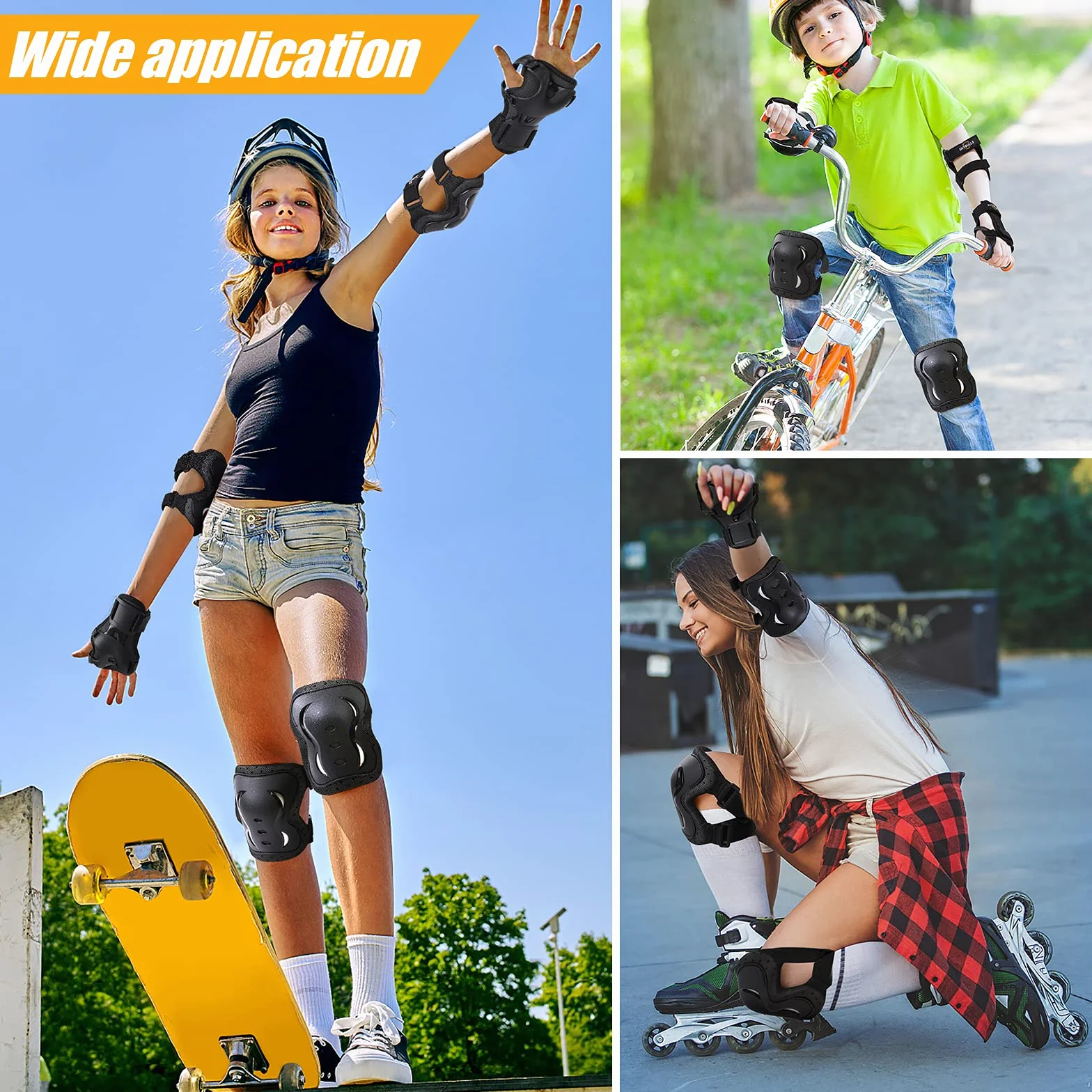 Protecciones Patines Ajustables Rodilleras Coderas Muñequeras para Patinaje Ciclismo Monopatín Bicicleta Skate