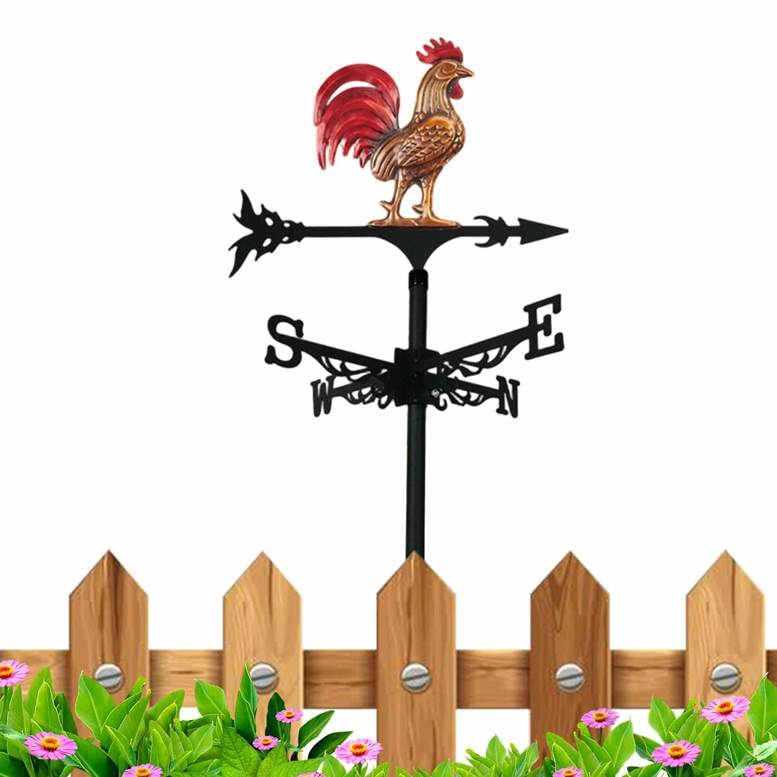Veleta Gallo Decorativo de Hierro para Montaje en Techo al Aire Libre