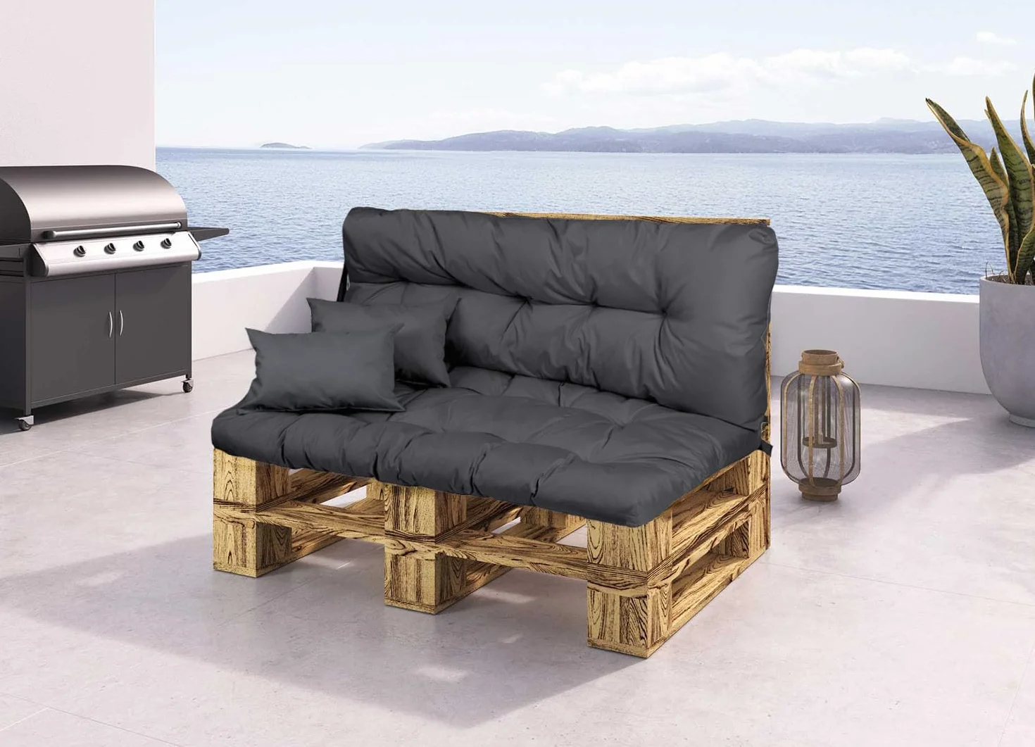 Ferocity Cojín de Banco Impermeable 120x80x50 cm para Muebles de Jardín con Respaldo