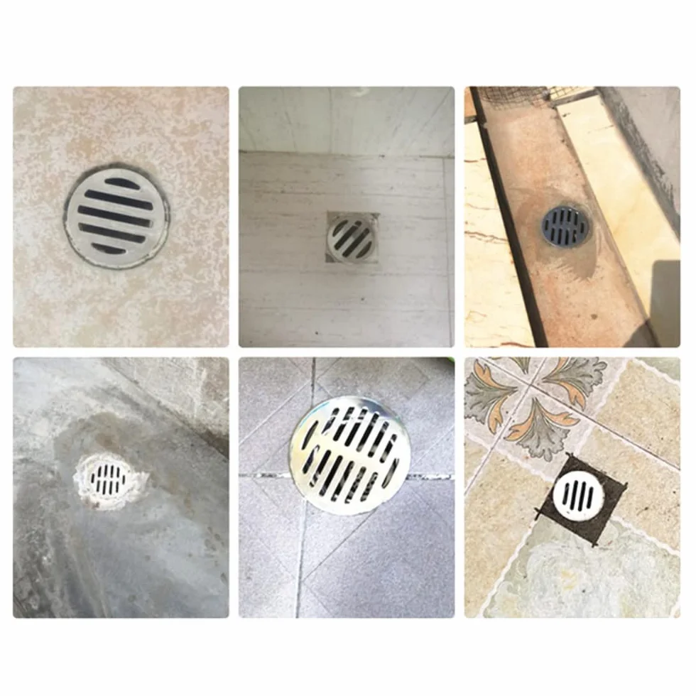Sumidero de Terraza de Acero Inoxidable Redondo Drenaje de Piso 5,5×4,3cm Antibloqueo Exteriores