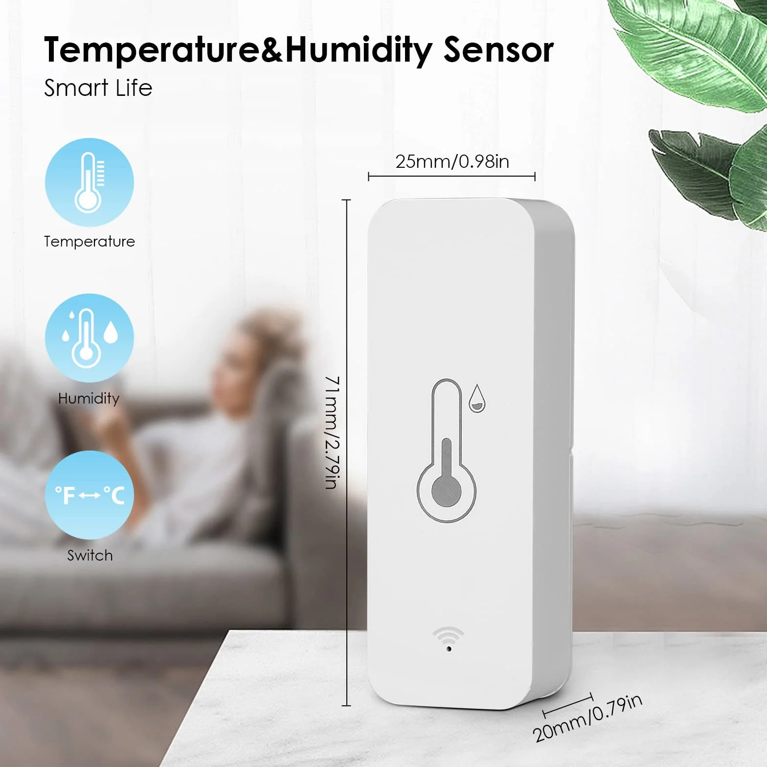 Towwoo Temperatura Humedad Wifi Sensor Inalámbrico, Termómetro Higrómetro Inteligente con Alarma Tuya Alexa
