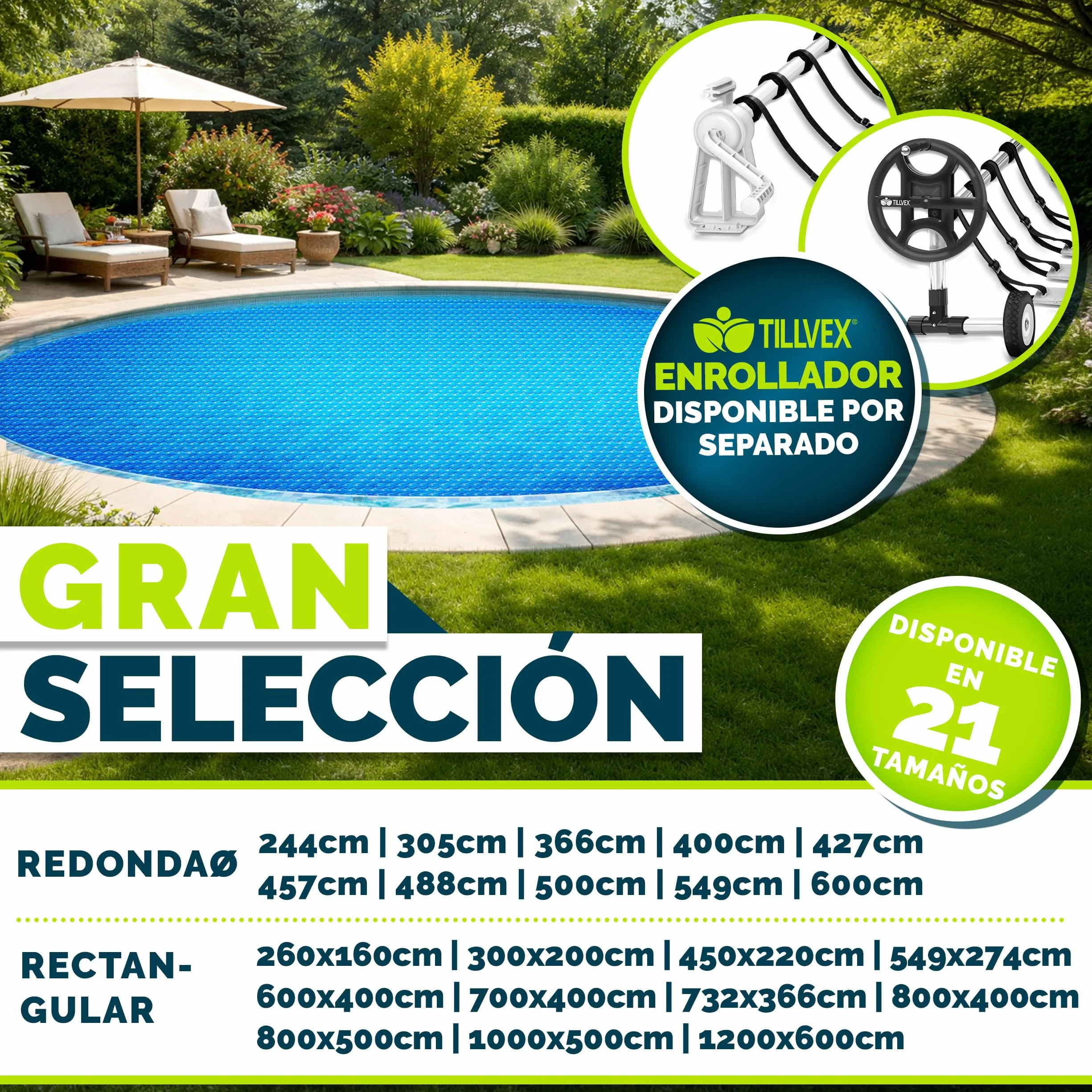 Cobertor Solar para Piscinas Rectangular 800x400 cm 120 µm Calefacción Agua