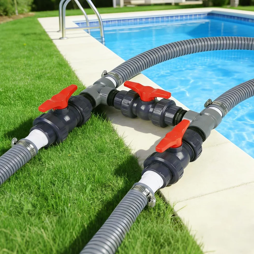 Bypass Pool Set Ø 50 mm Bomba de Calor Conector con Mangueras 32 mm 38 mm para Piscina Solar
