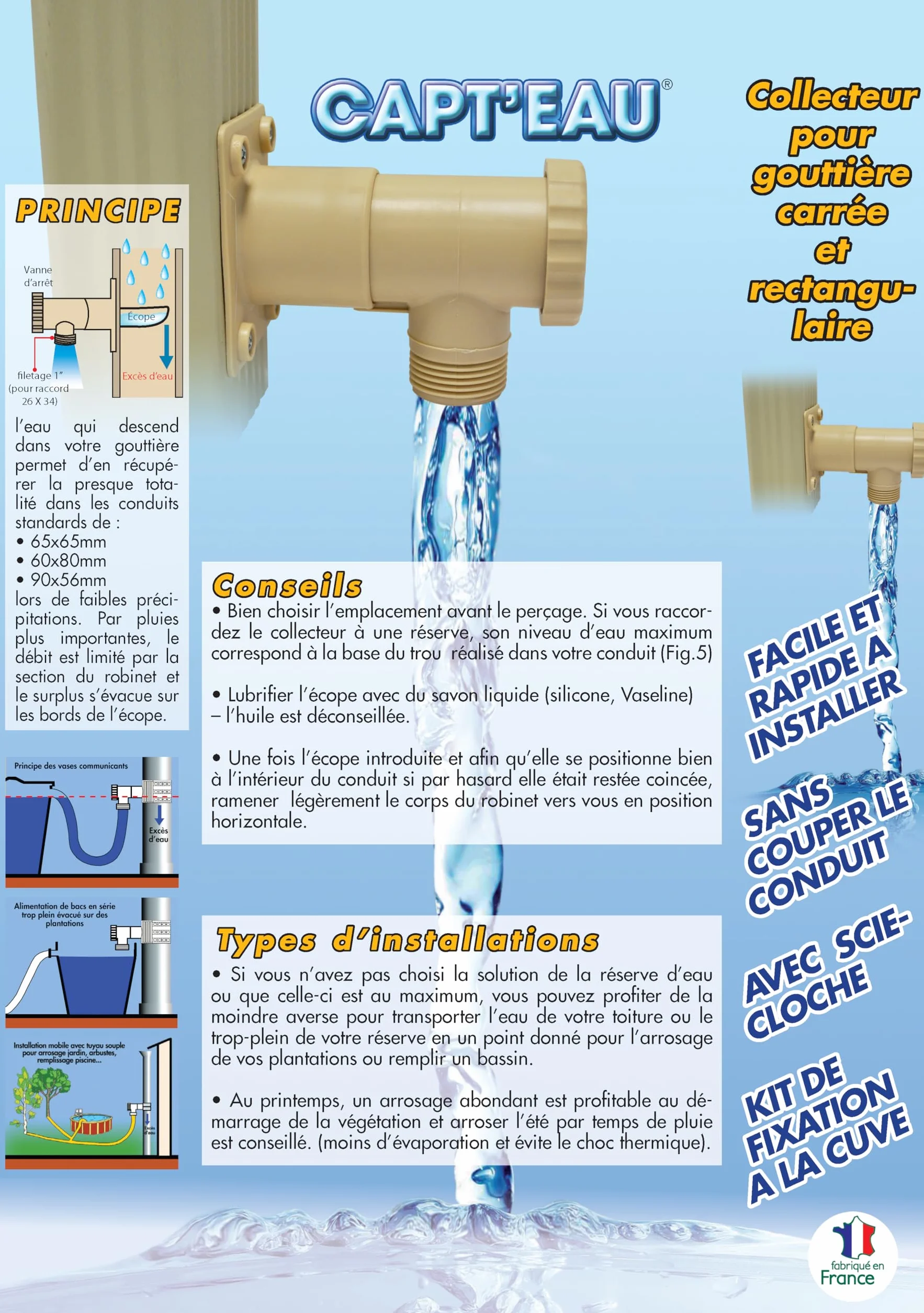 Capt'eau Captador de aguas pluviales rectangular