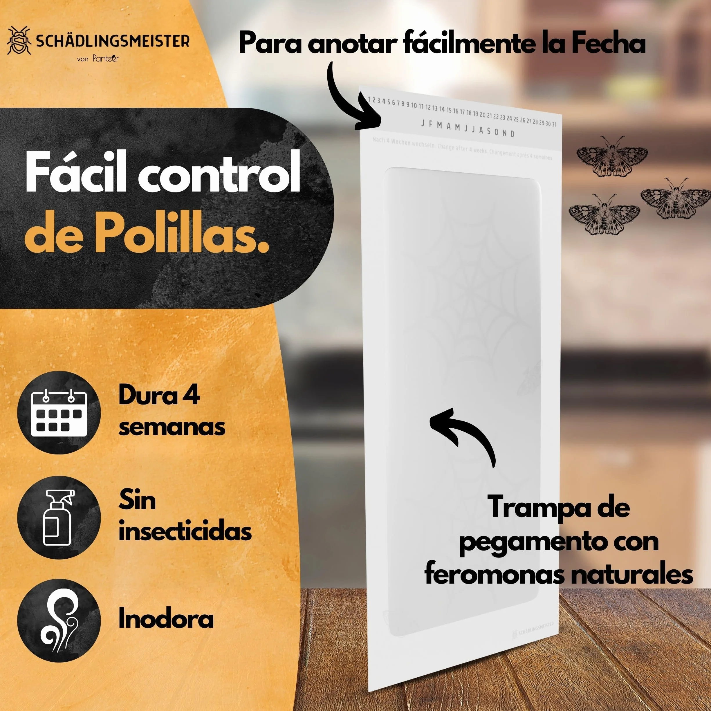 Trampa de polillas de alimentos 10 unidades Set ahorro Tiras adhesivas Papel antipolillas