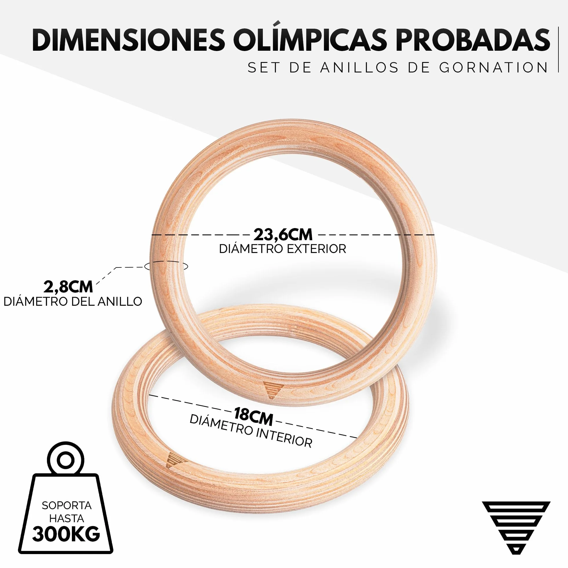 GORNATION Anillas de Gimnasia de Madera con Correas Ajustables y Bolsa de Transporte