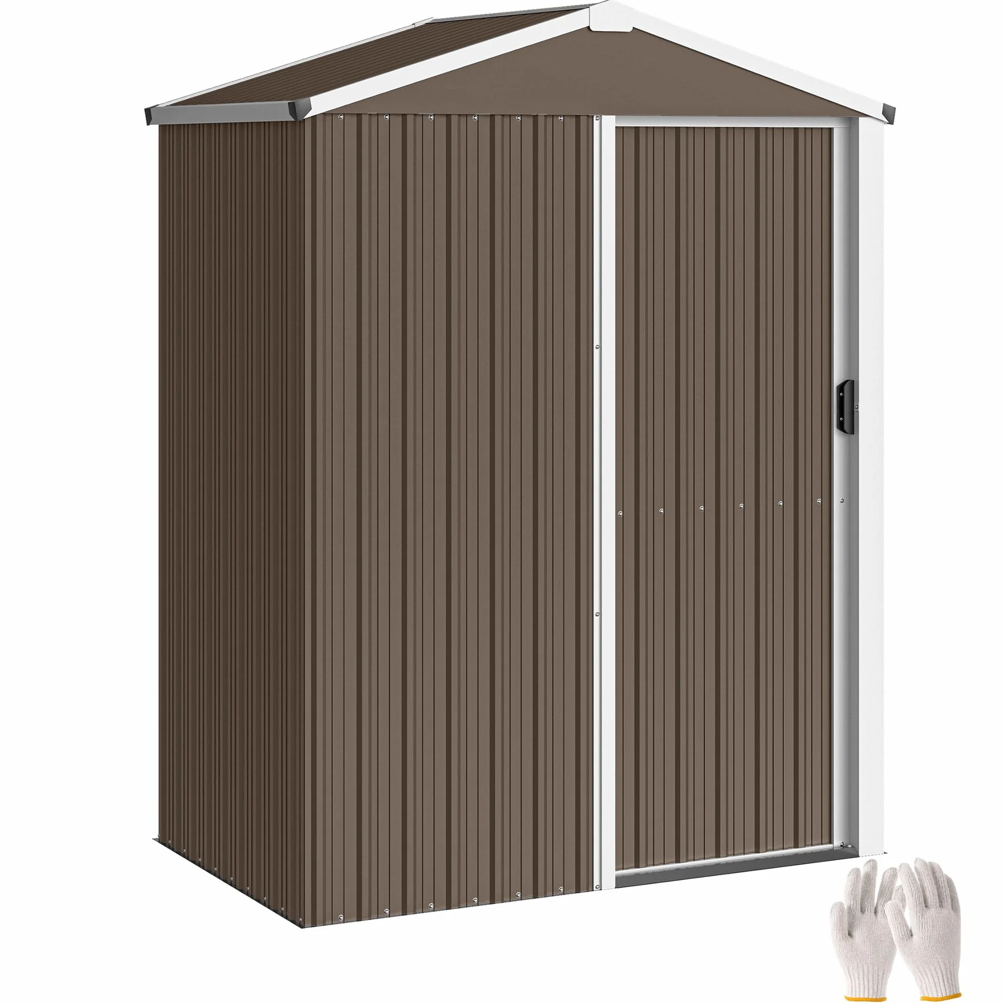 Outsunny Caseta de Jardín Exterior 1,1 m² 136x87x179 cm Cobertizo Metálico con Puerta Corredera Techo Inclinado