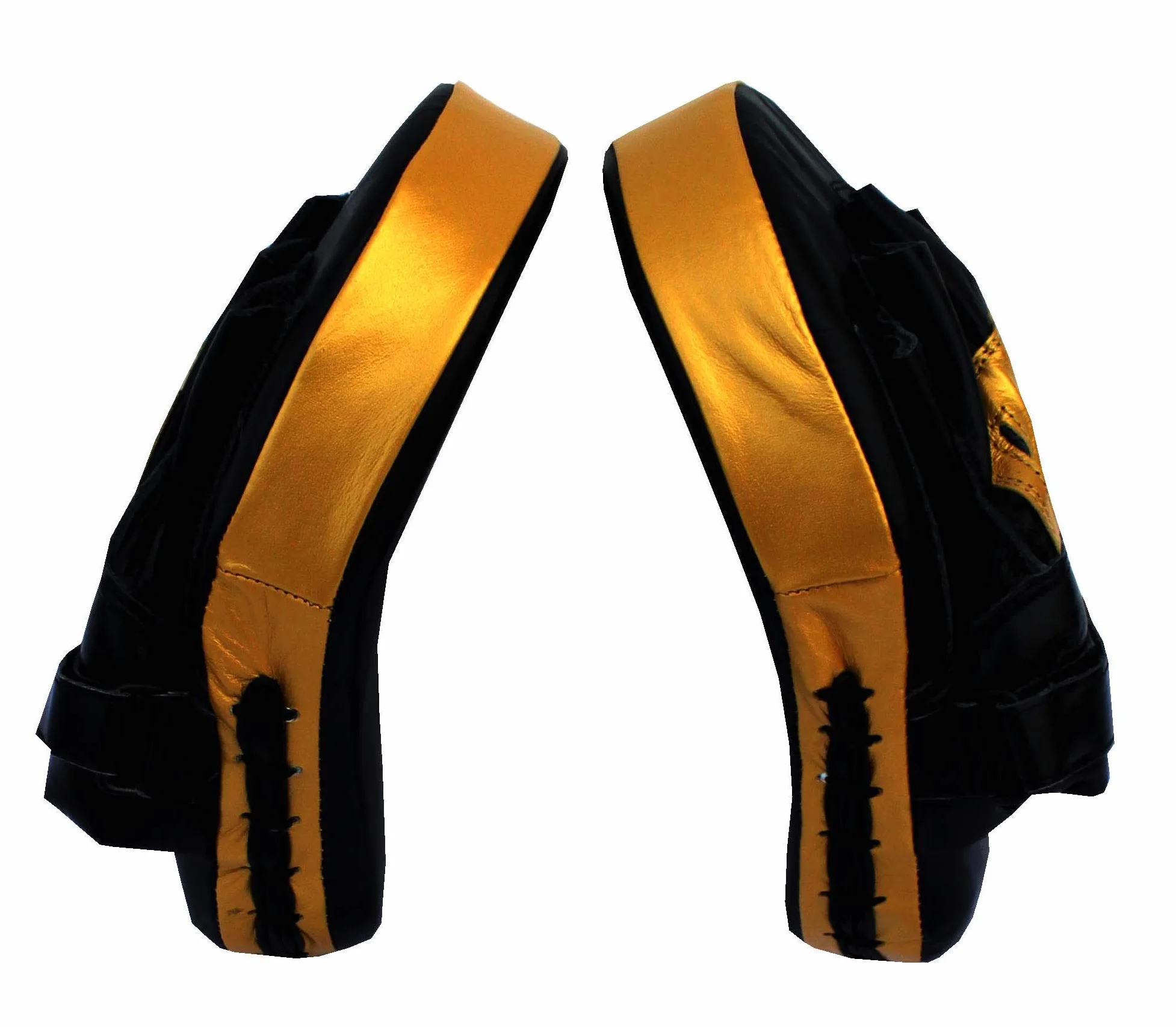 Lisaro Manoplas de boxeo de piel negro y dorado Free Size