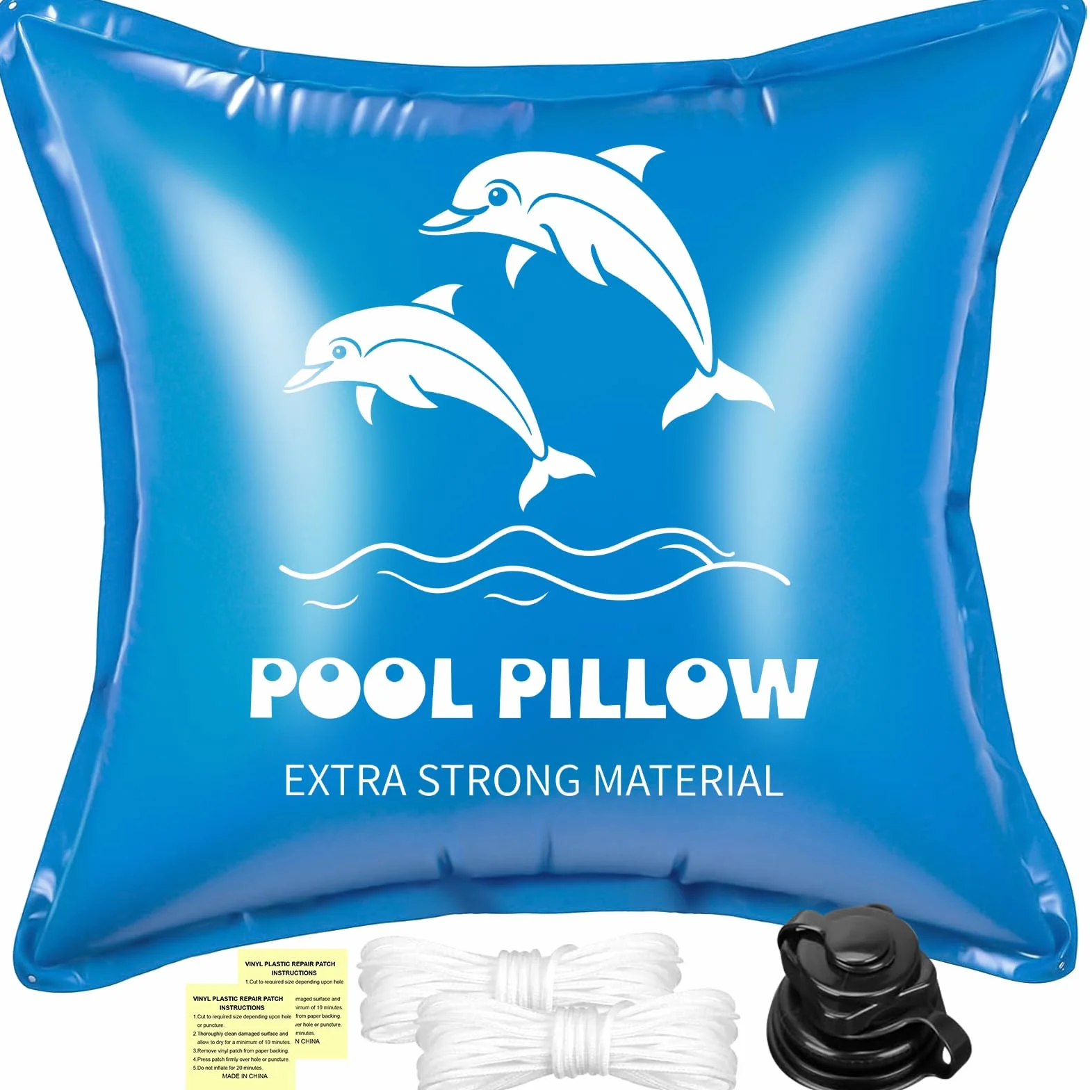 Cojín de Aire para Piscina XXL 120x120 cm, Anticongelante, Doble Costura con Kit de Reparación
