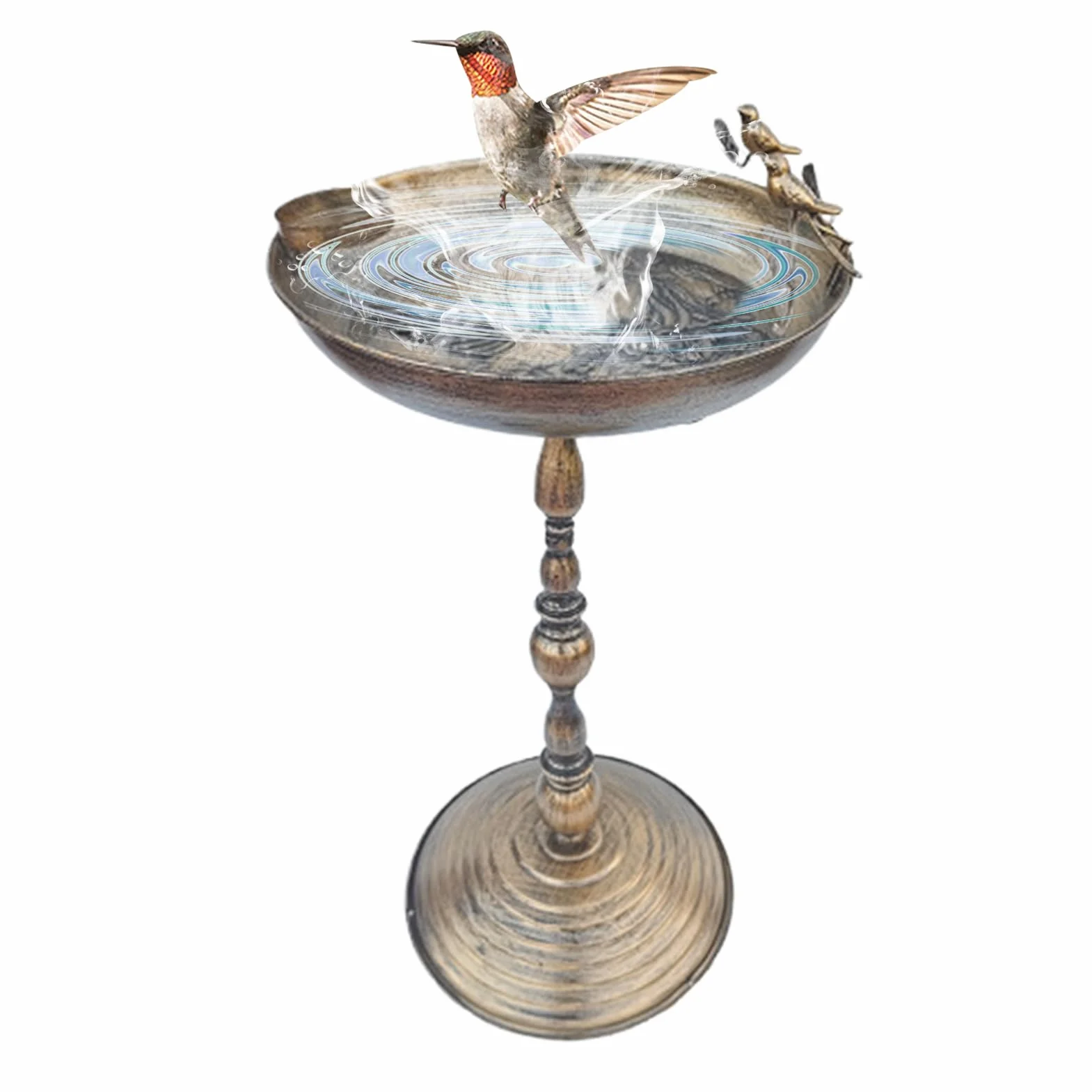 Vogeltränke Stehend für Garten | Antike Eisenkunst Wasserschale für Kolibri, Papagei, Sittich