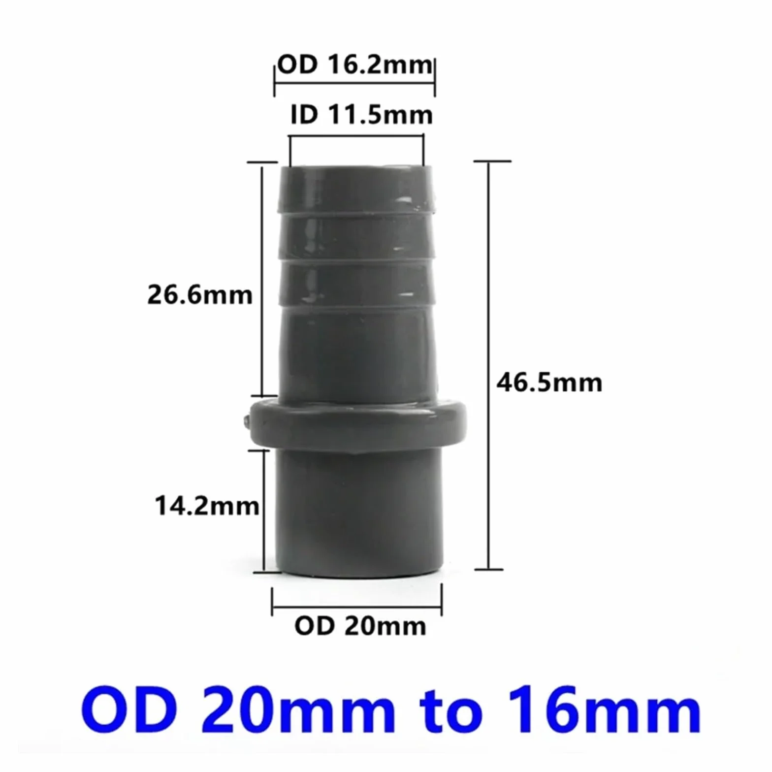 Conectores de Pagoda tubería PVC 15 Piezas for Accesorios Acuario riego jardín | Adaptador de juntas de manguera blanda de 20/25/32 mm a 5/25 mm blanco gris azul(OD 20mm to 16mm,Gery (1PC))
