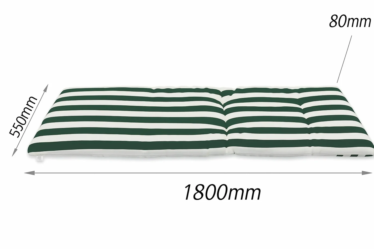 Cojín Tumbona Acolchada Classic Texturas Funda de Loneta Lavable 180x55x8cm Verde