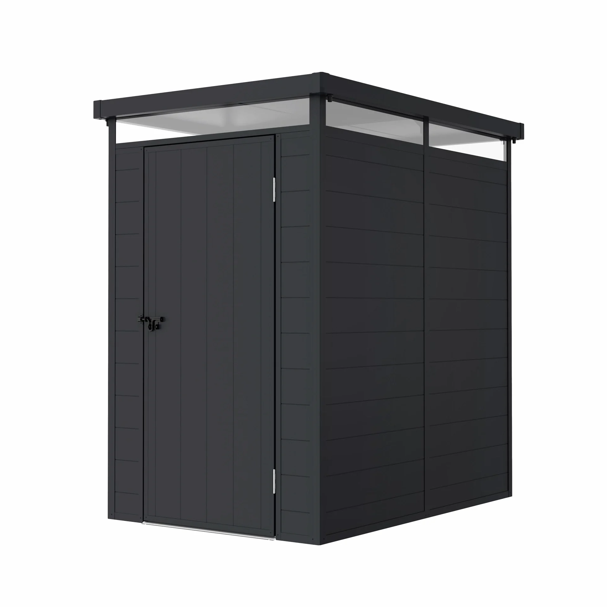Caseta de Resina Jardín Terra 2,47m2 131x190x196cm Gris Antracita Impermeable Protección UV Estructura Reforzada Aluminio PVC Tragaluz 360º