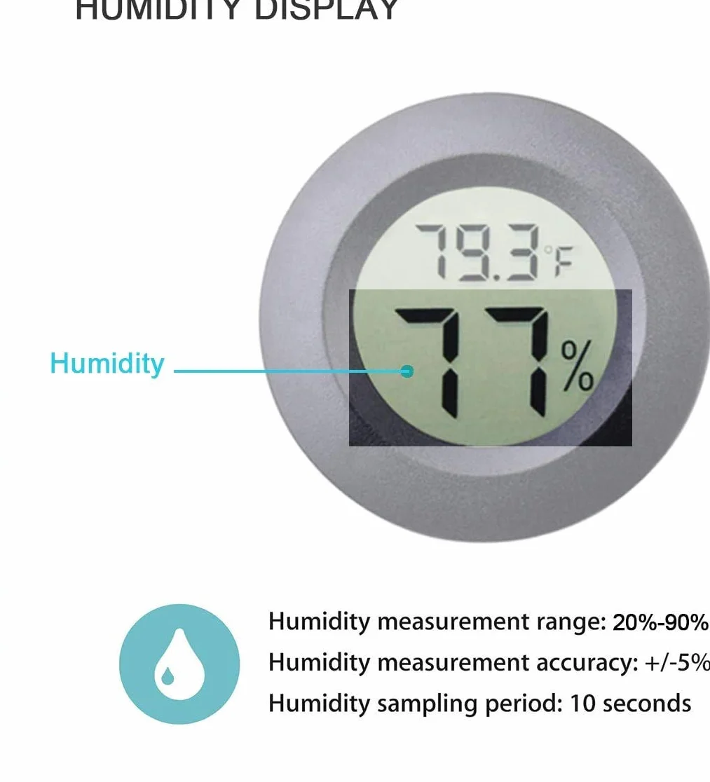 Mini Higrómetro Termómetro Monitor LCD Digital Medidor de Humedad Interior Exterior para Humidificadores Deshumidificadores Invernadero Sótano (2PCS Black)