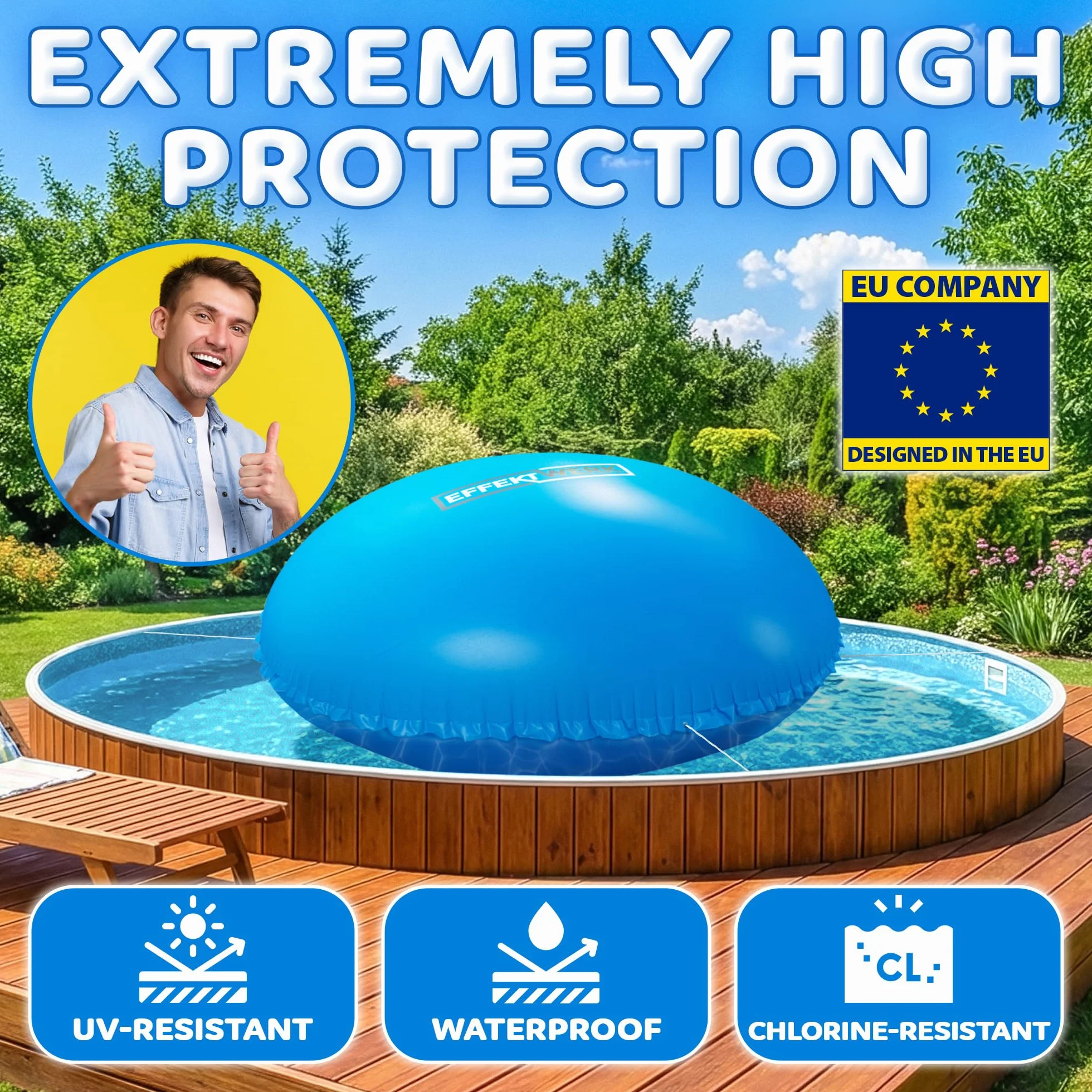 Globo de Aire Inflable Gigante de 3m para Piscina en Invierno con Cuerda de 5m, Parches y Tapa de Válvula