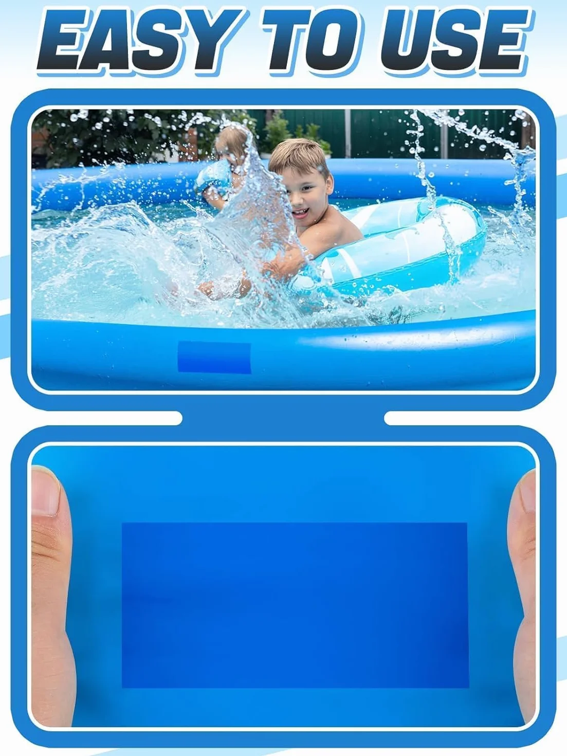Parches Piscina Autoadhesivos Reparación 2.8FT x 2FT Impermeables PVC Pool Liner Patch