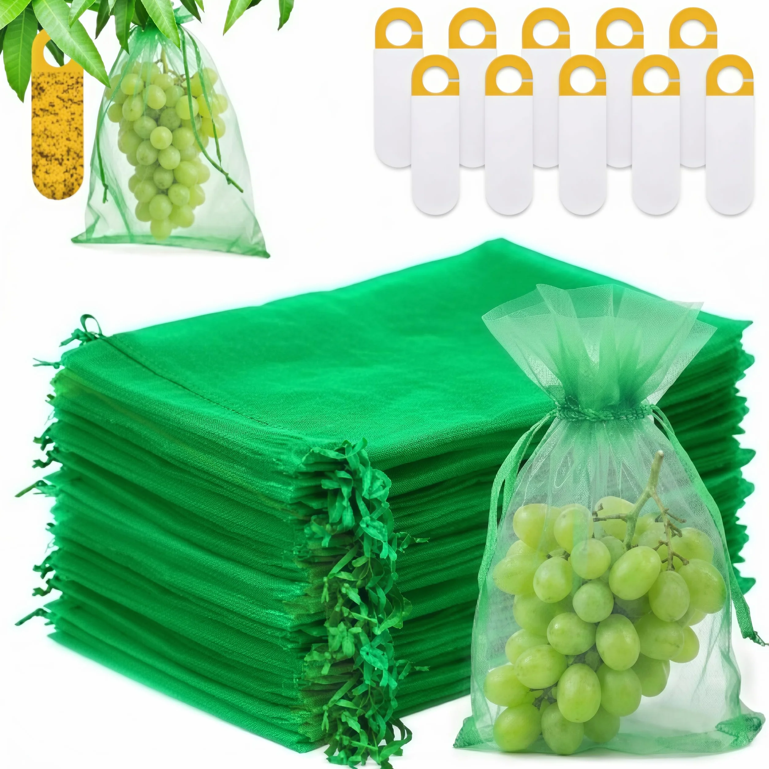 Bolsas Organza Fruta 40x30 cm con Trampas Adhesivas - Proteccion para Uvas y Cultivos