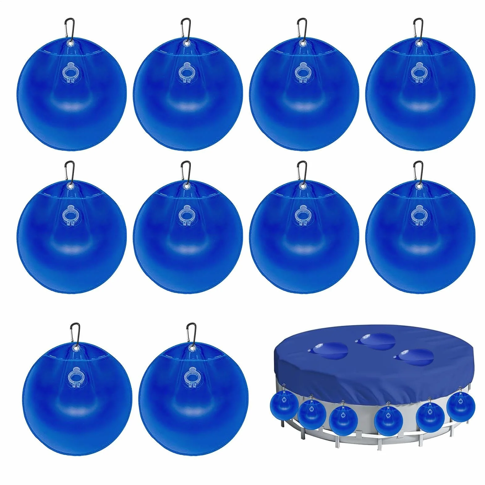 Contrapesos para Cubierta de Piscina 10 Piezas Bolsas de Agua Colgables con Hebilla Reforzados