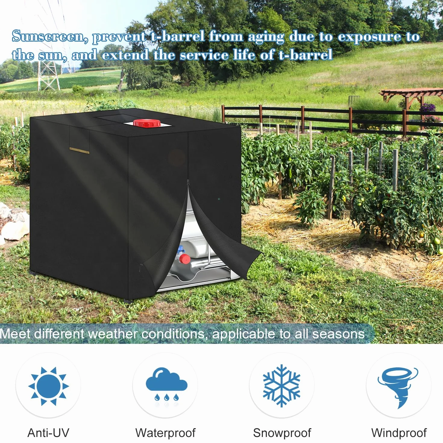 VANSHEIM Cubierta Depósito de Agua 120x80x100cm Impermeable Anti UV Cremallera