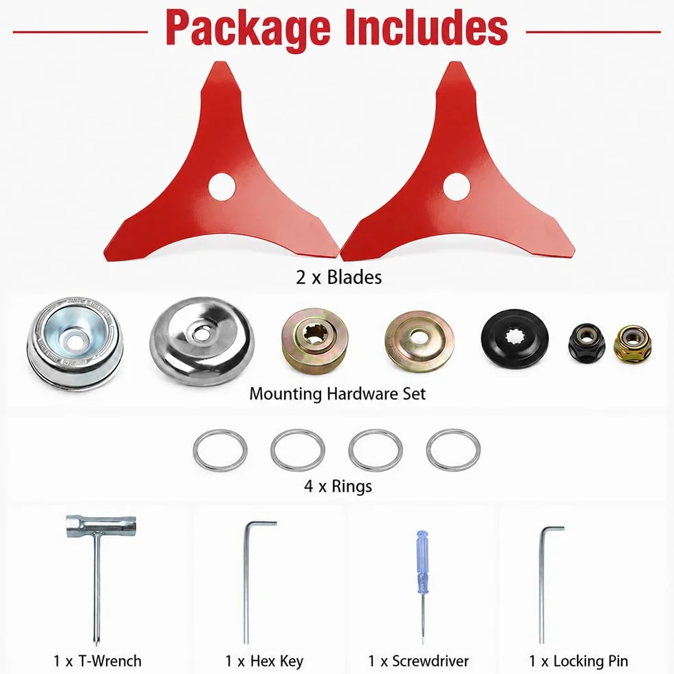 2 Unidades Cuchilla 3 Dientes para Desbrozadora para Makita EM2650LH Brush Cutter 9 Pulgadas Hoja Acero Aleado Repuesto Corte