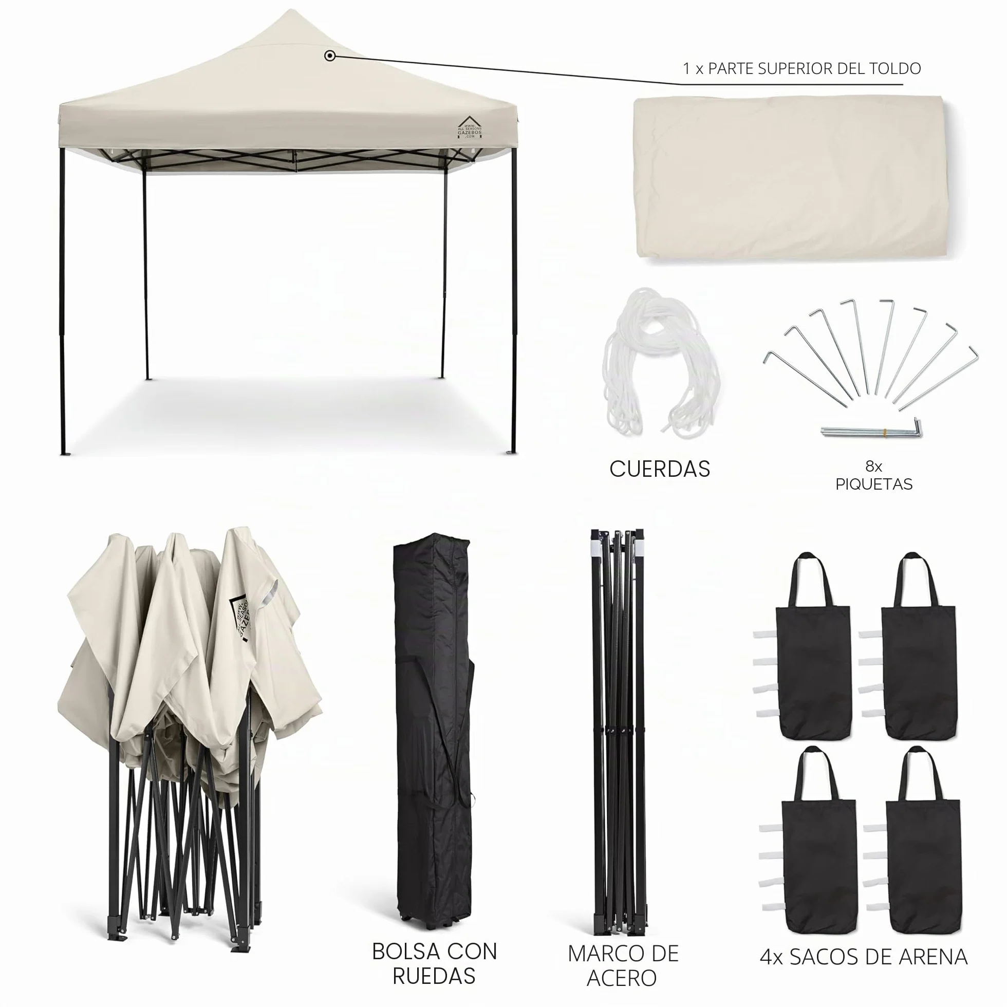 All Seasons Gazebos 3x3m Totalmente Impermeable Pop up Gazebo - Crema