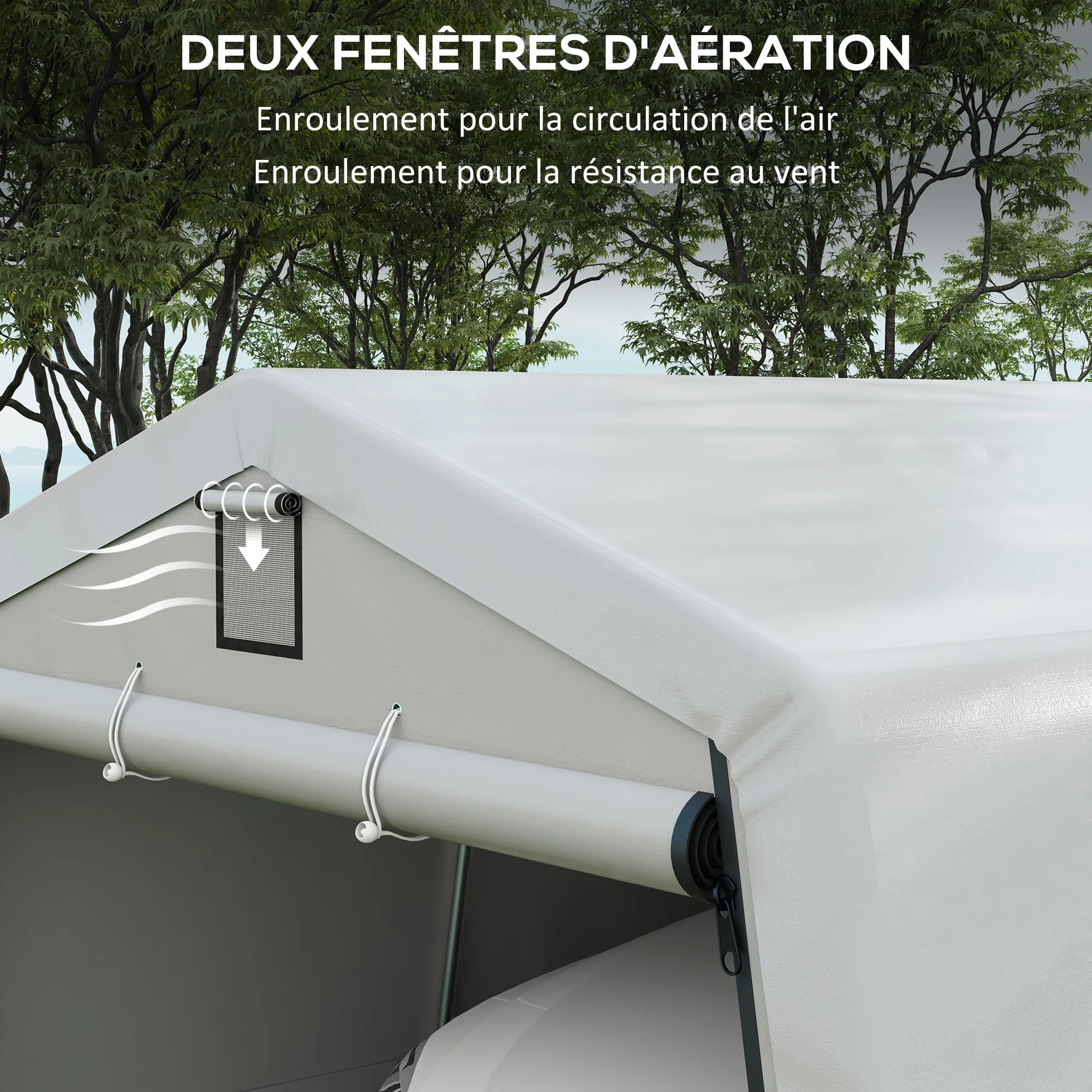 Outsunny Cobertizo portátil independiente 6,2x3,3x2,4 m acero galvanizado PE 150 g/m² impermeable anti-UV