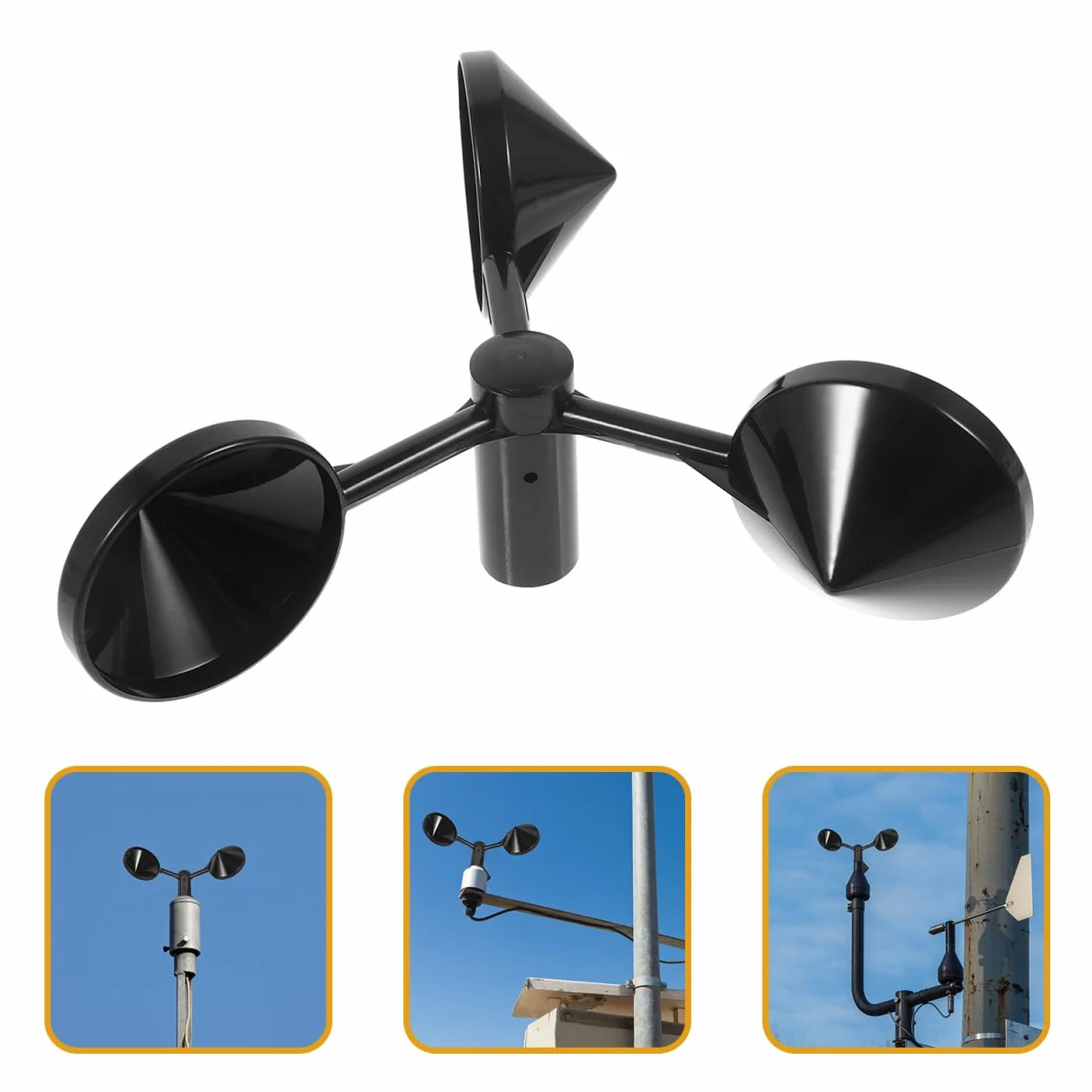 Baluue Carcasa De Anemómetro Sensor De Velocidad Del Viento De 3 Tazas En Material Abs Ligero