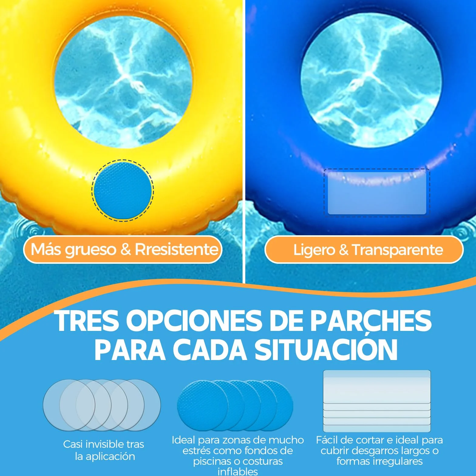 Parche Piscina con Pegamento PVC 60ml Kit Pinchazos Transparente Impermeable
