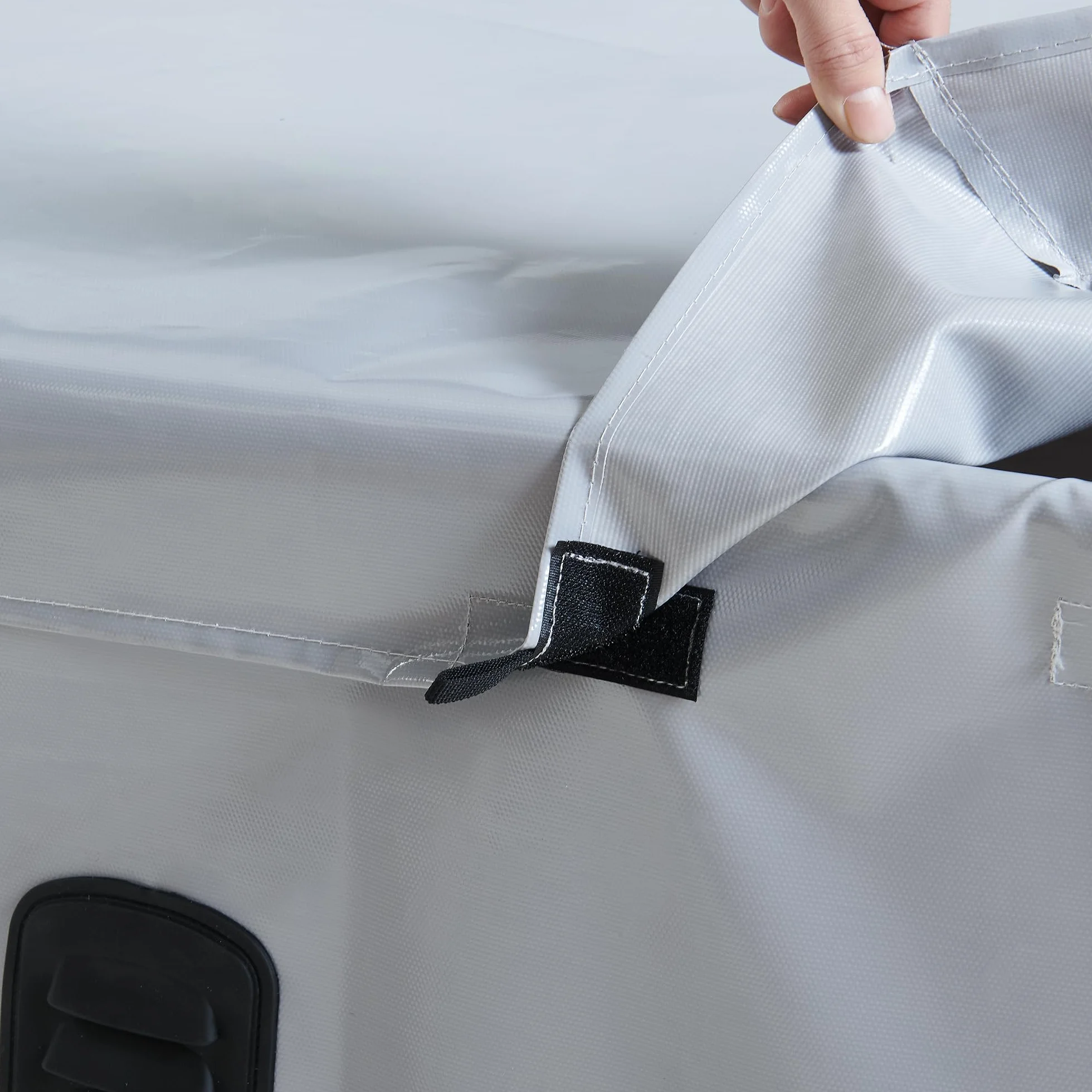 Caja de Almacenamiento Exterior Alanno 560 L Impermeable Lona Poliéster Acero 155x64x75 cm Gris/Negro
