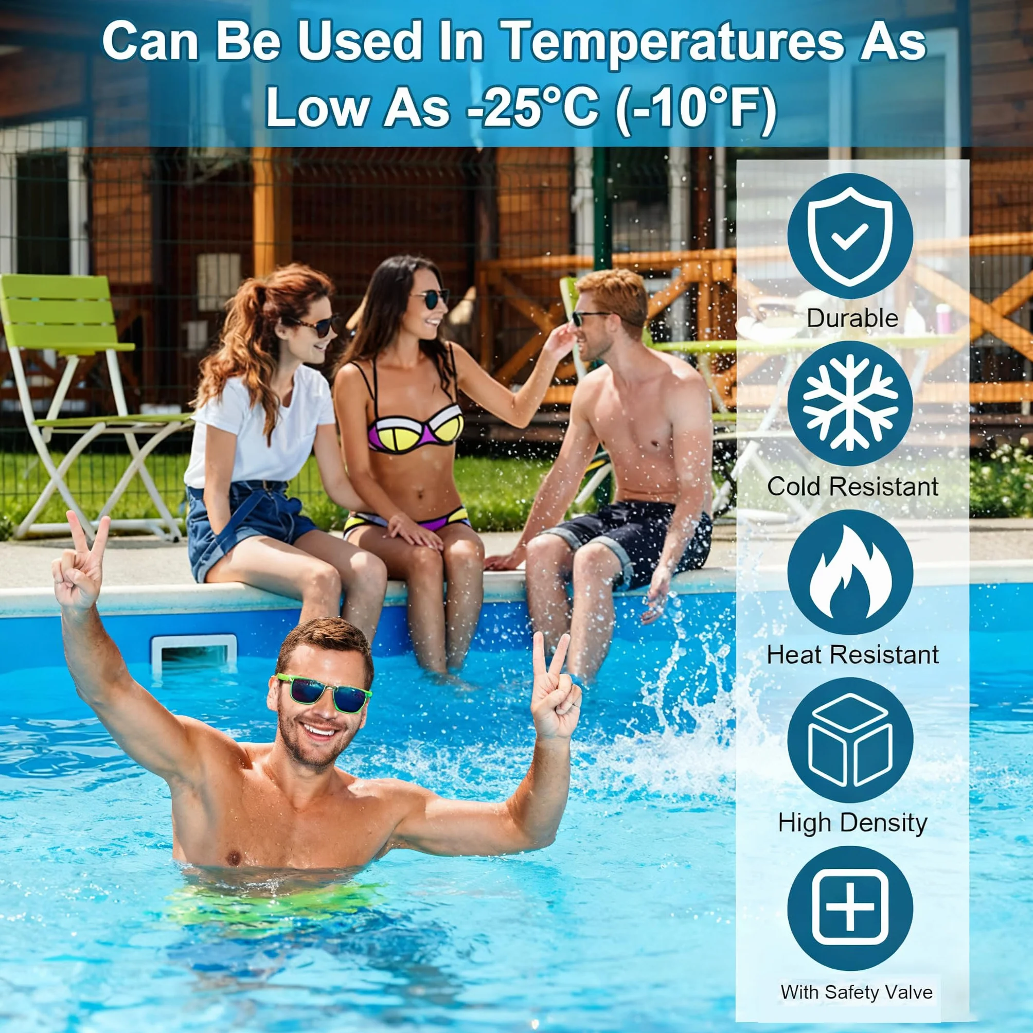 Cojín de Invierno para Piscina 120 x 120 cm, Cojín de Aire para Cubierta de Piscina