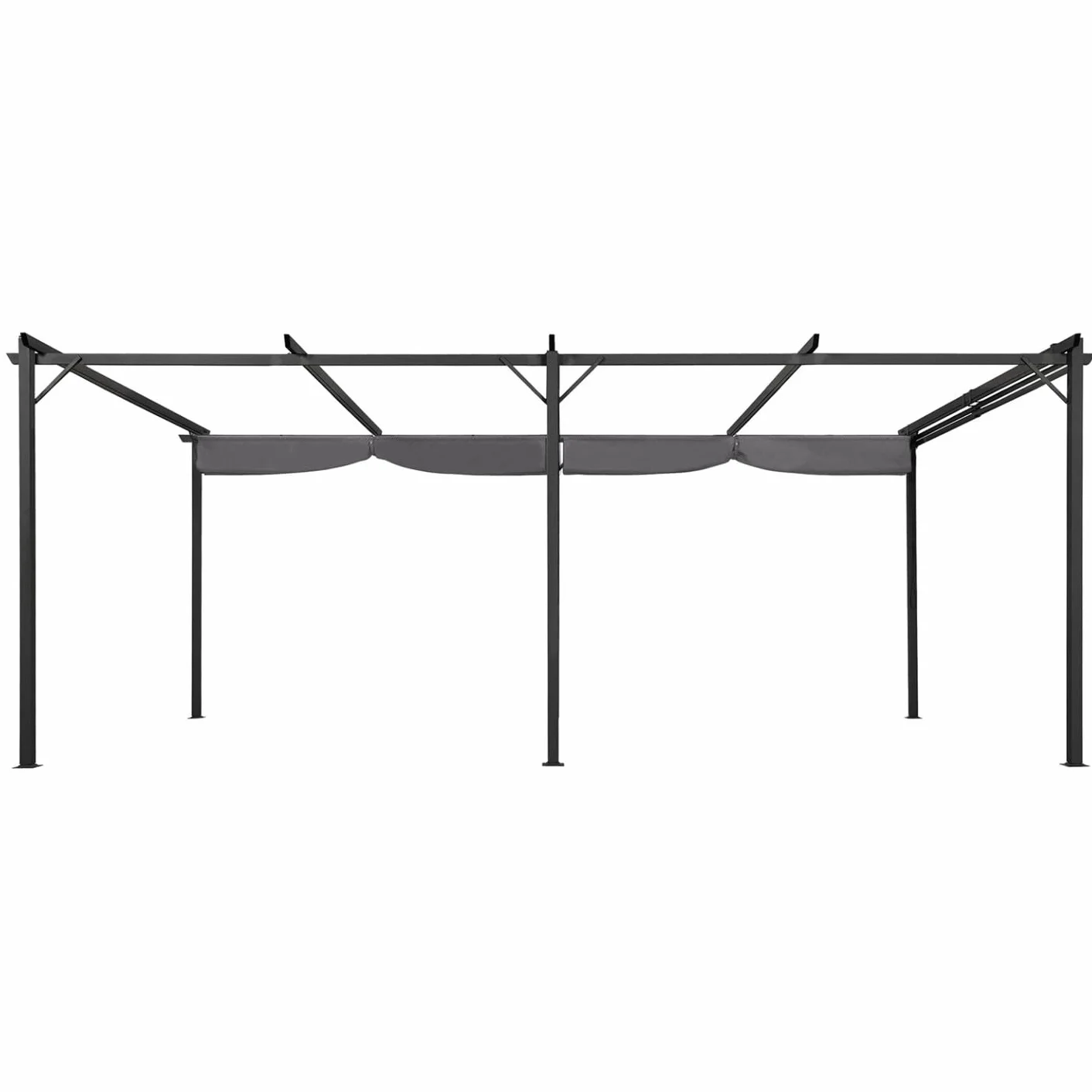 Pérgola con techo retráctil de 3 x 6 m, cenador gris antracita