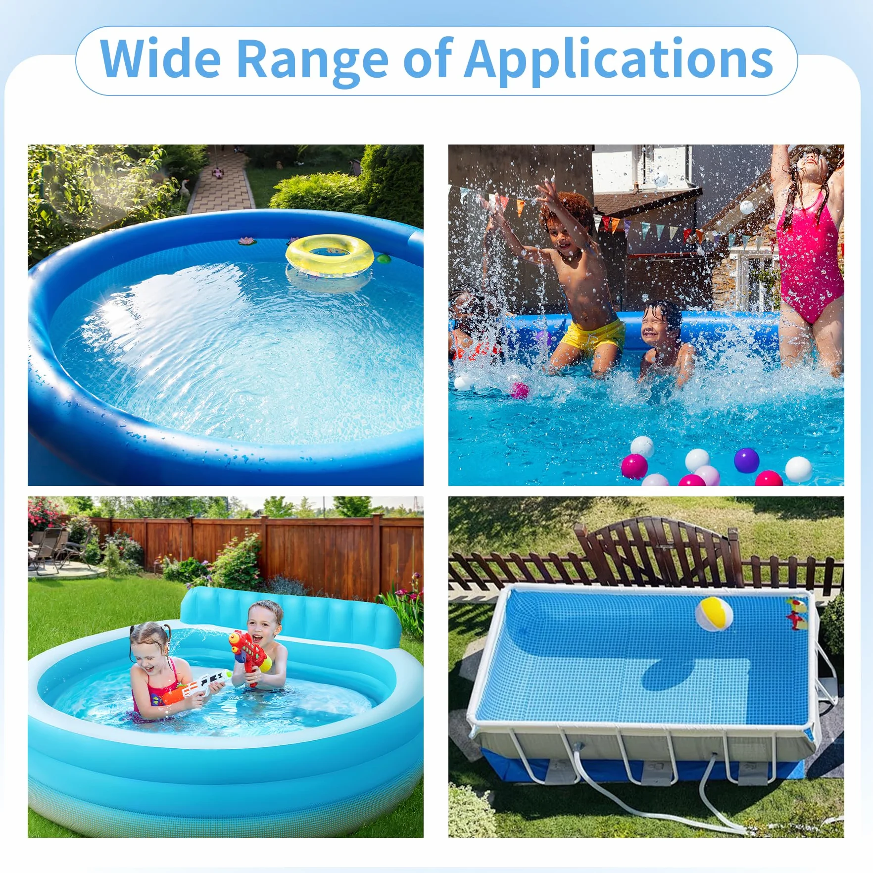 TZEKING 2 Piezas Cojín de Aire para Piscina Redondo con Cuerda de 15 m, Inflable para Piscinas y Spas
