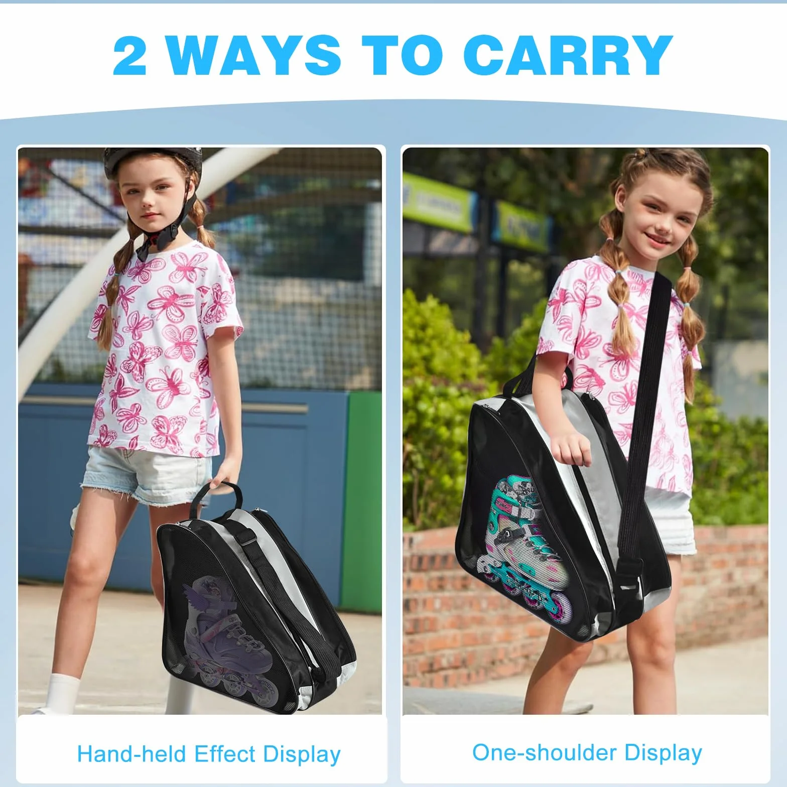 Bolsa para Patines en Linea con 3 Compartimentos para Casco y Protecciones