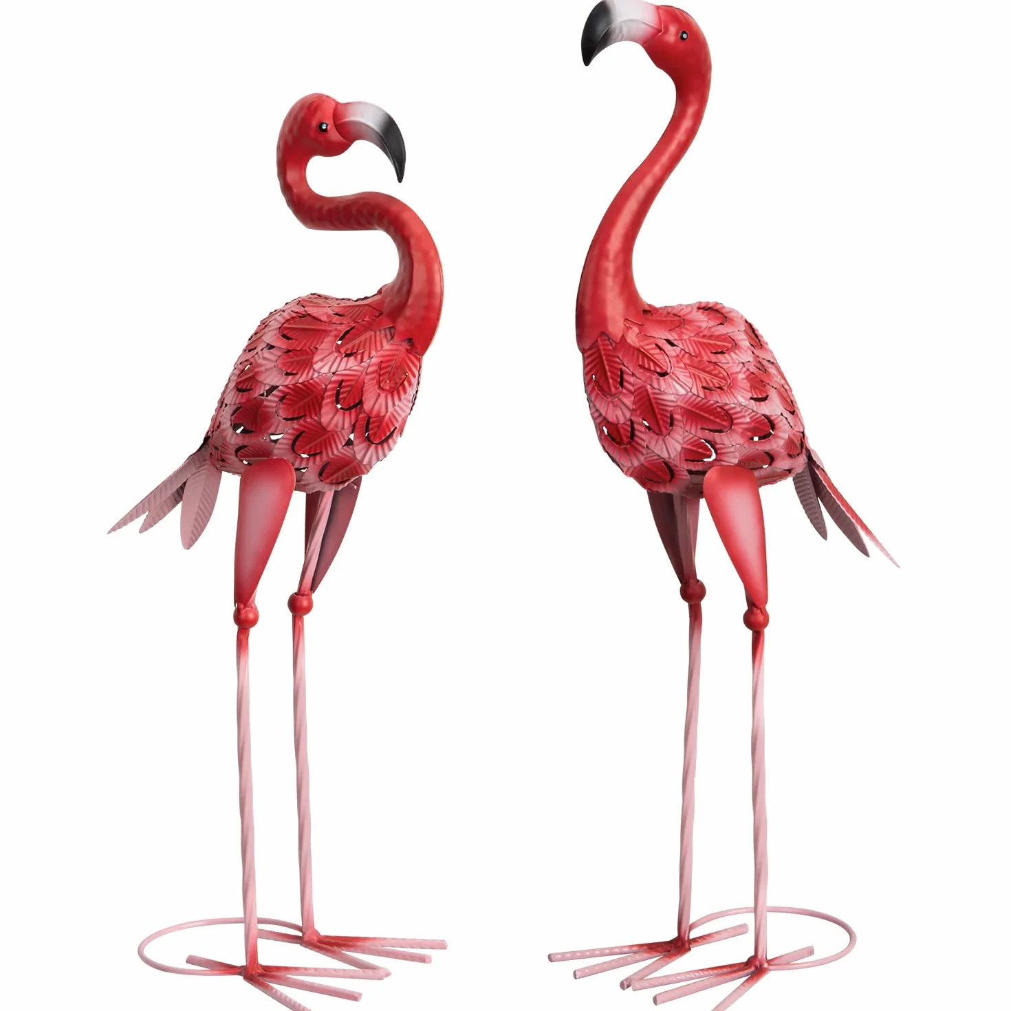 Estatuas de jardín de flamencos de Metal, esculturas de Flamenco Rojo para Patio, decoración al Aire Libre