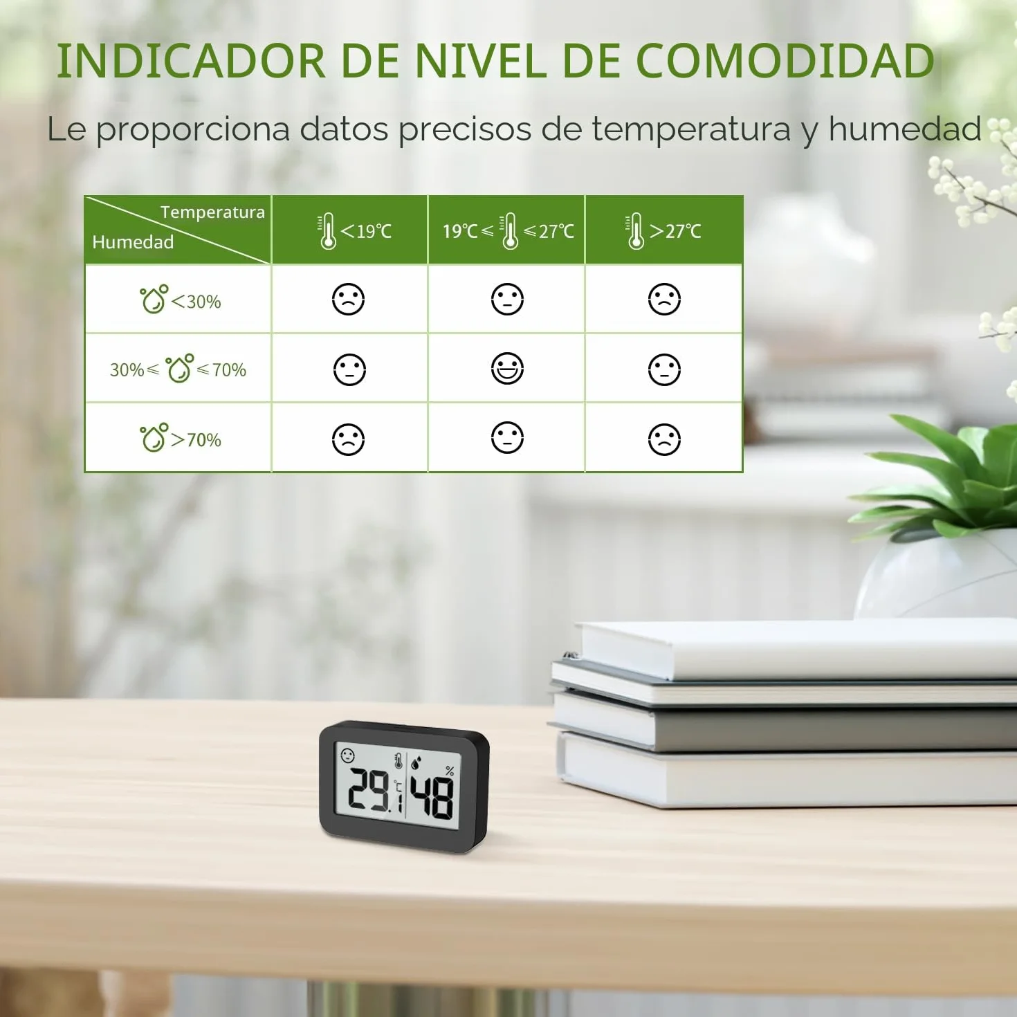 Doomay Mini Higrómetro Termómetro Interior, Medidor de Humedad Digital con Botón de Interruptor Celsius Fahrenheit, Monitor de Temperatura