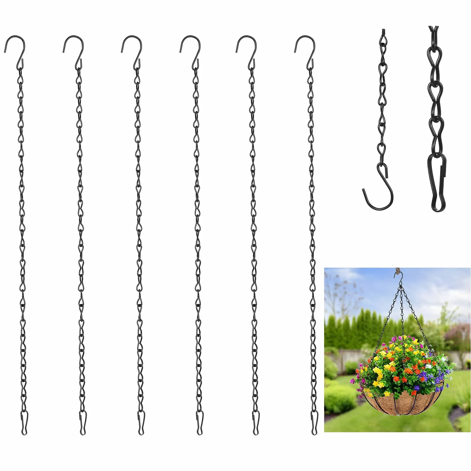 Cadena para Colgar Plantas 50 cm con Ganchos, Cadena Metálica para Macetas, Cestas, Campanillas de Viento, Casitas para Pájaros