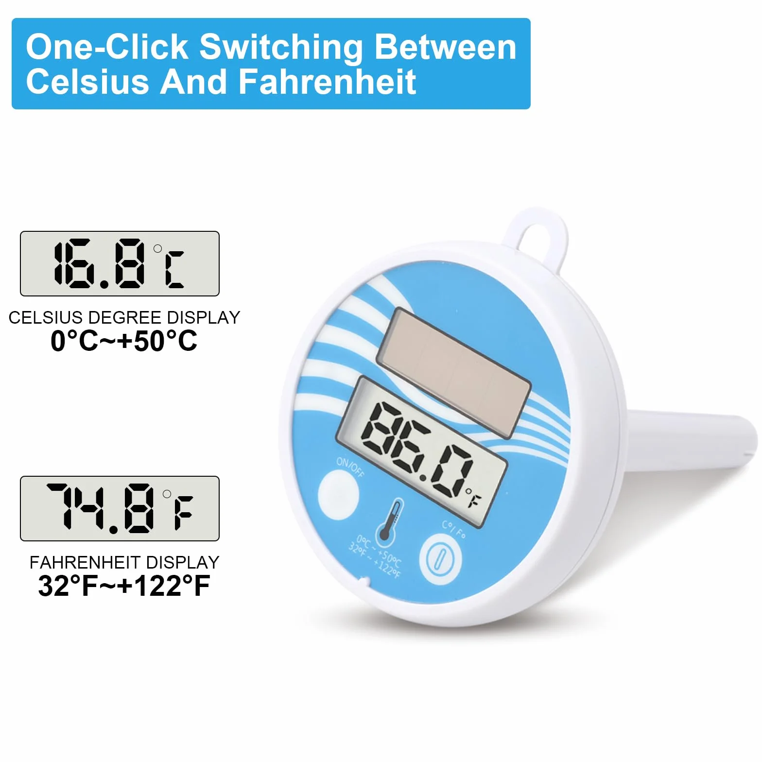 TNSLAND Digital Pool Thermometer Flotante para Piscinas Cubiertas y Al Aire Libre