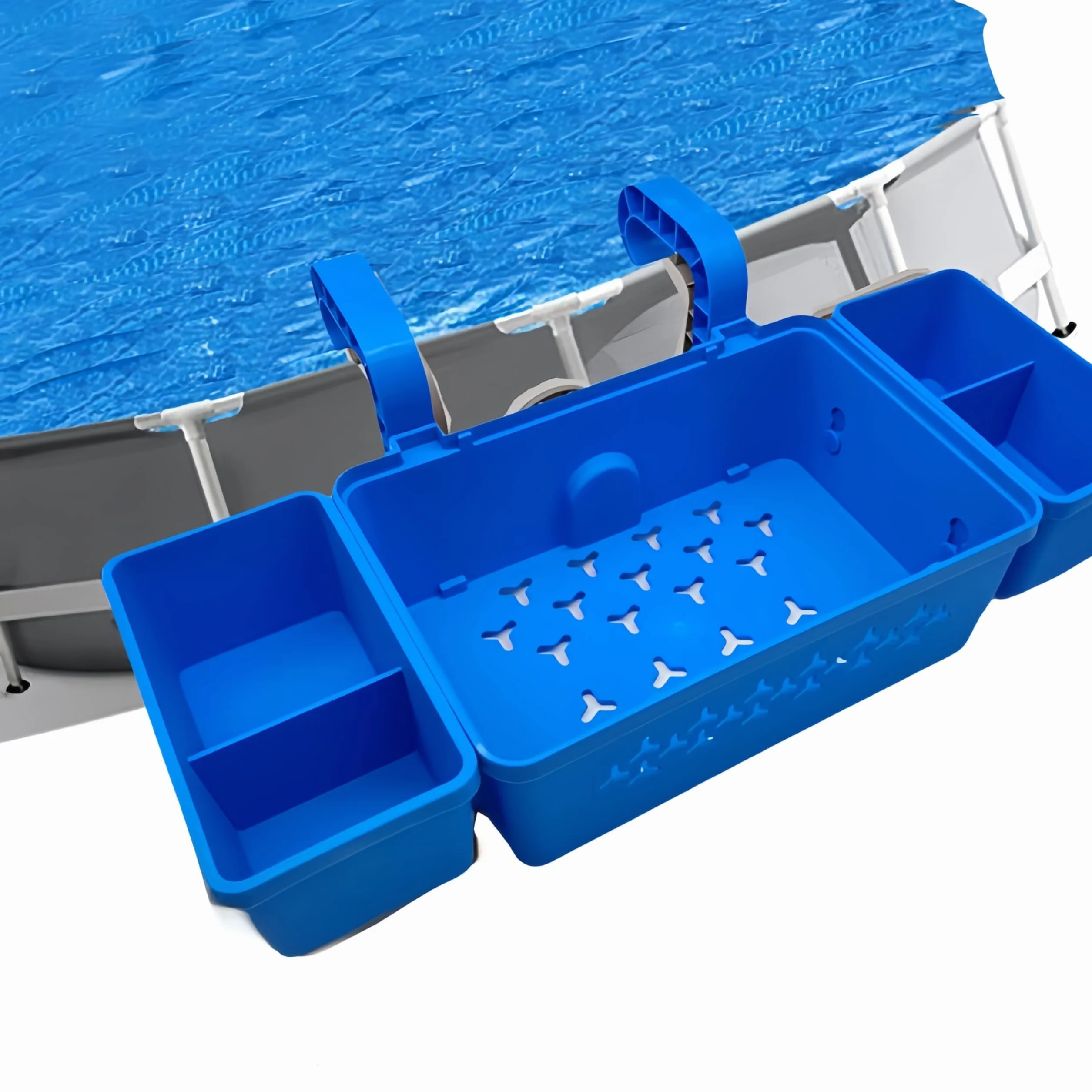 Cesta a bordo de la piscina 42 x 21 x 13 cm almacenamiento para piscina fuera del suelo