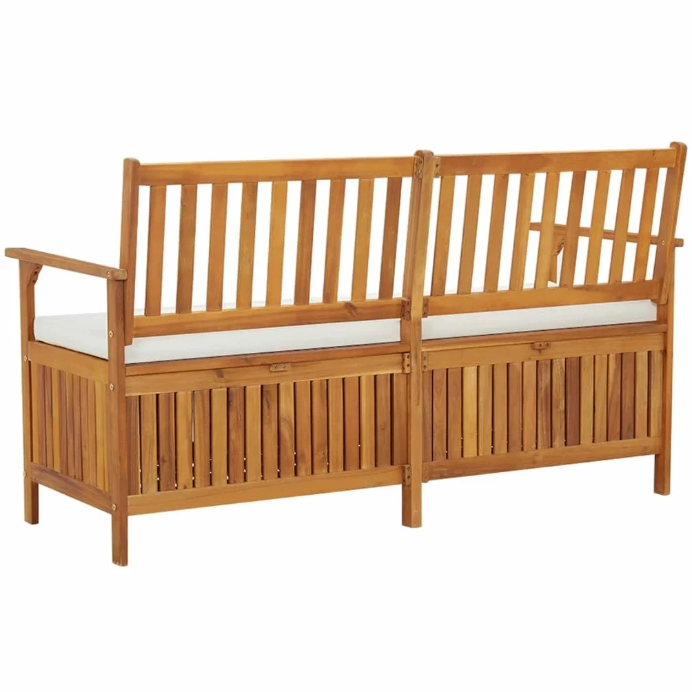 vidaXL Banco de Almacenaje con Cojín Otomana Baúl Madera Maciza Acacia 148 cm