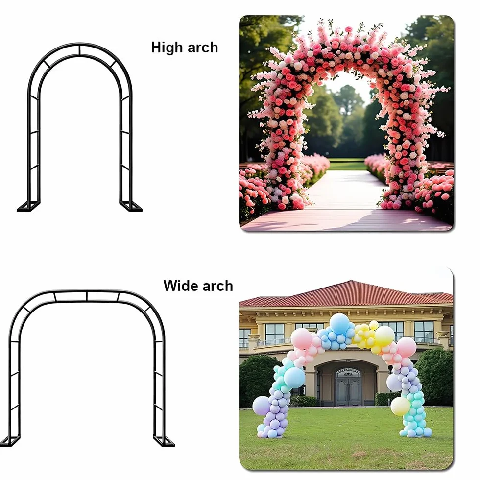 Arco De Rosas Y Plantas Trepadoras De Jardín, Decoracion Patio Arch De Metal, Tutor Enrejado para Al Aire Libre, Soporte De Flores para Boda, Fiesta, Ceremonia Exteriores(Black,W120 x H220cm)