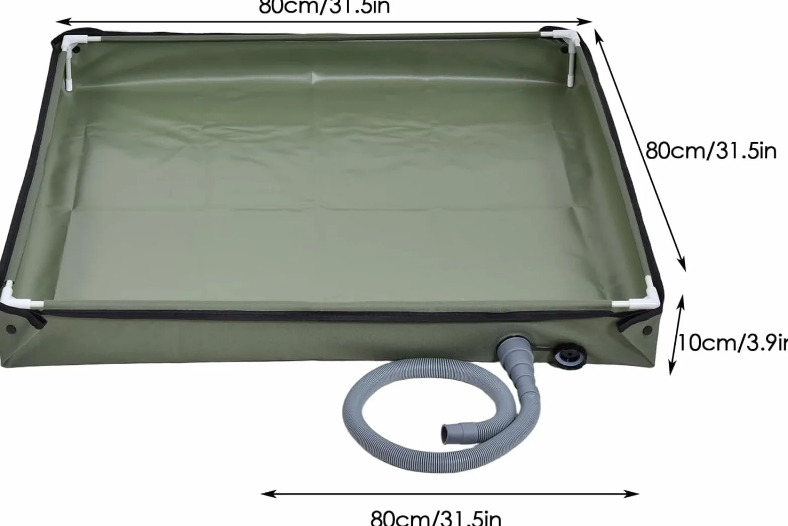 Plato de ducha portátil 2 en 1 plegable 80x80x10 cm para camping resistente al agua