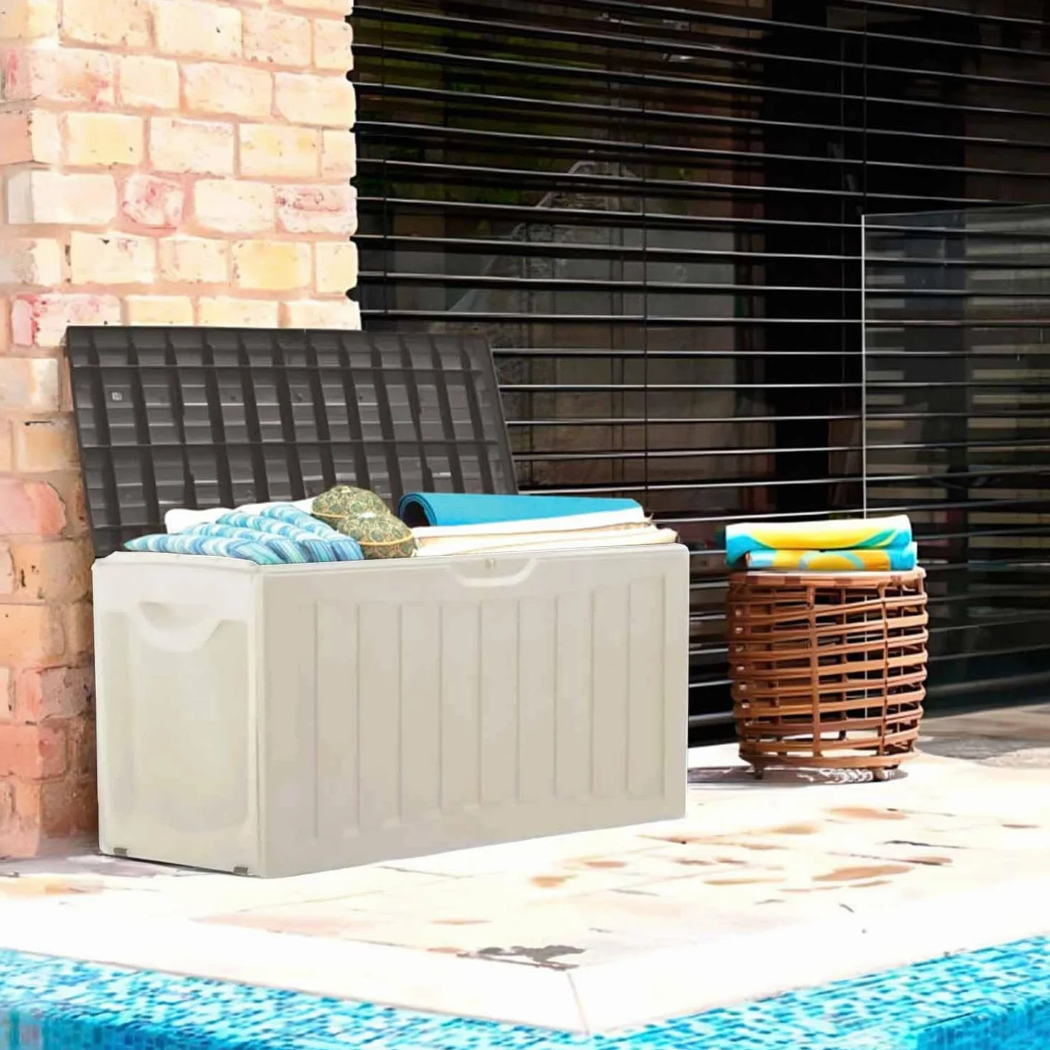 THINIA HOME Baúl Exterior Resina 340 Litros 118x53x57cm Impermeable Jardín