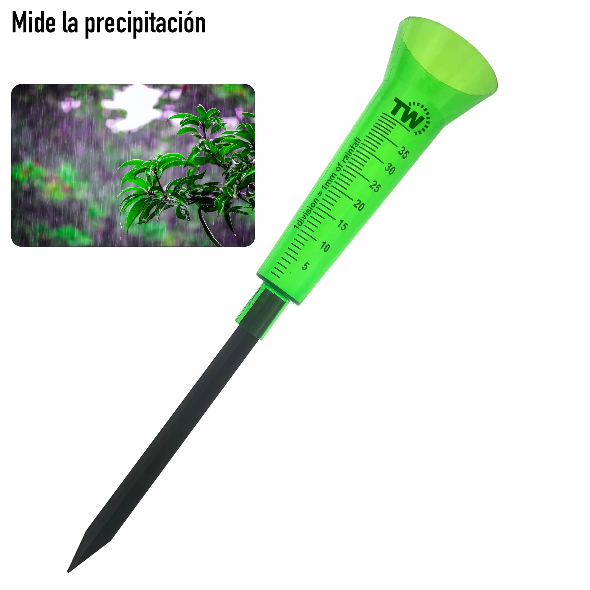 Pluviómetro para Jardín Medidor de Lluvia Exterior Monitorizar Precipitaciones