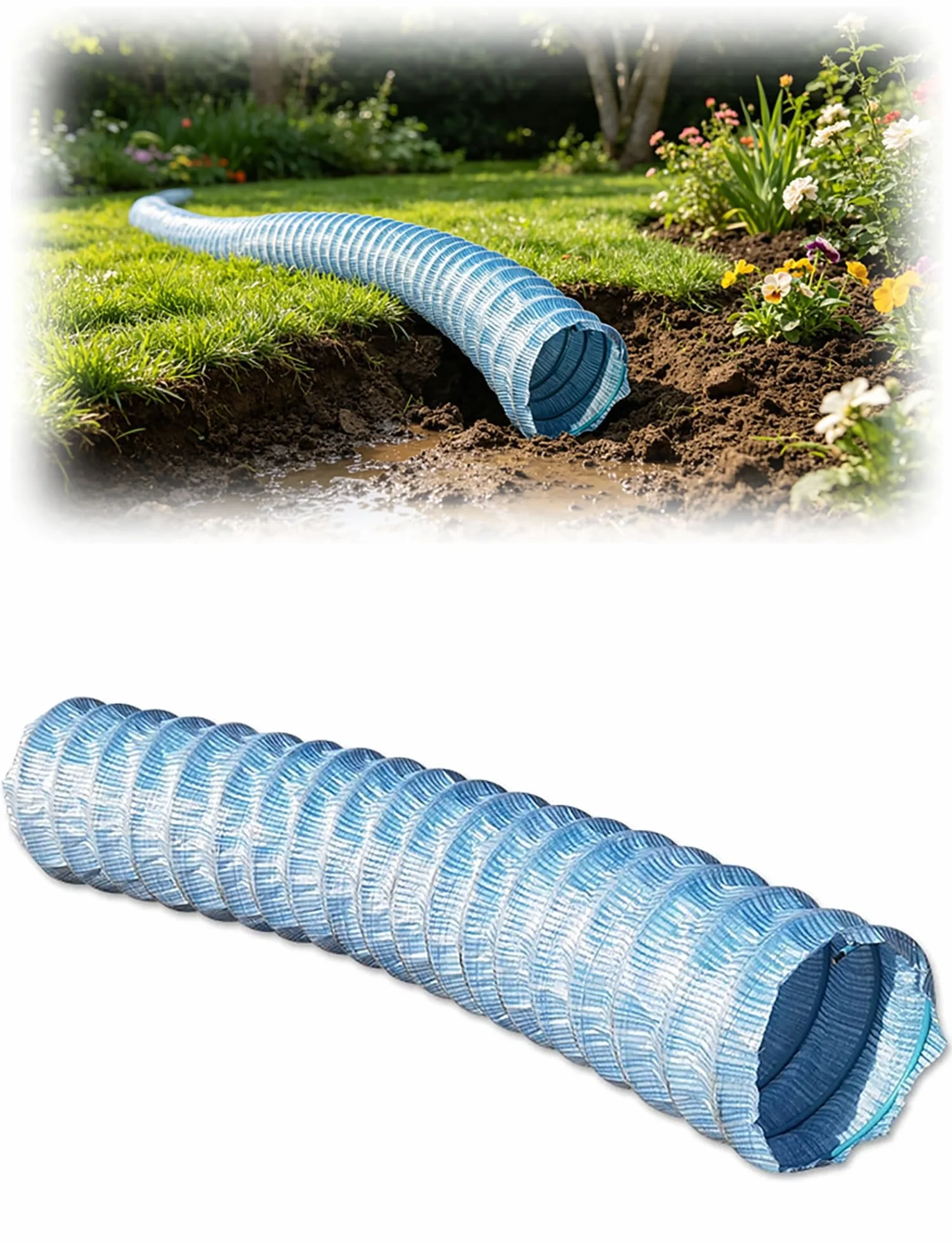Tubo de Drenaje francés, Tubo de desagüe francés, Alambre de Acero, Reforzado, Flexible, Perforado, Corrugado, 50-300mm, 1-20m(150mm,1 Meter)