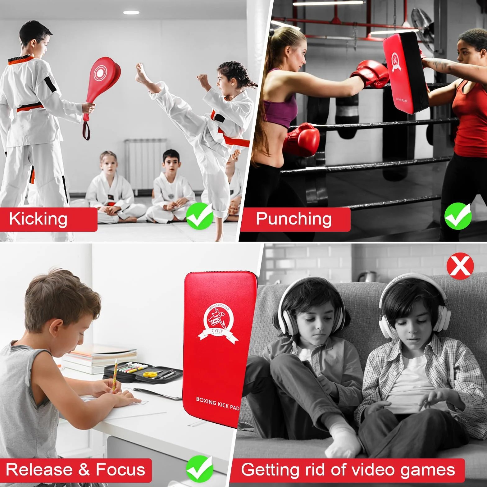 DEWEL Juego de Almohadillas de Piel Sintética para Kickboxing, Boxeo Tailandés, Karate