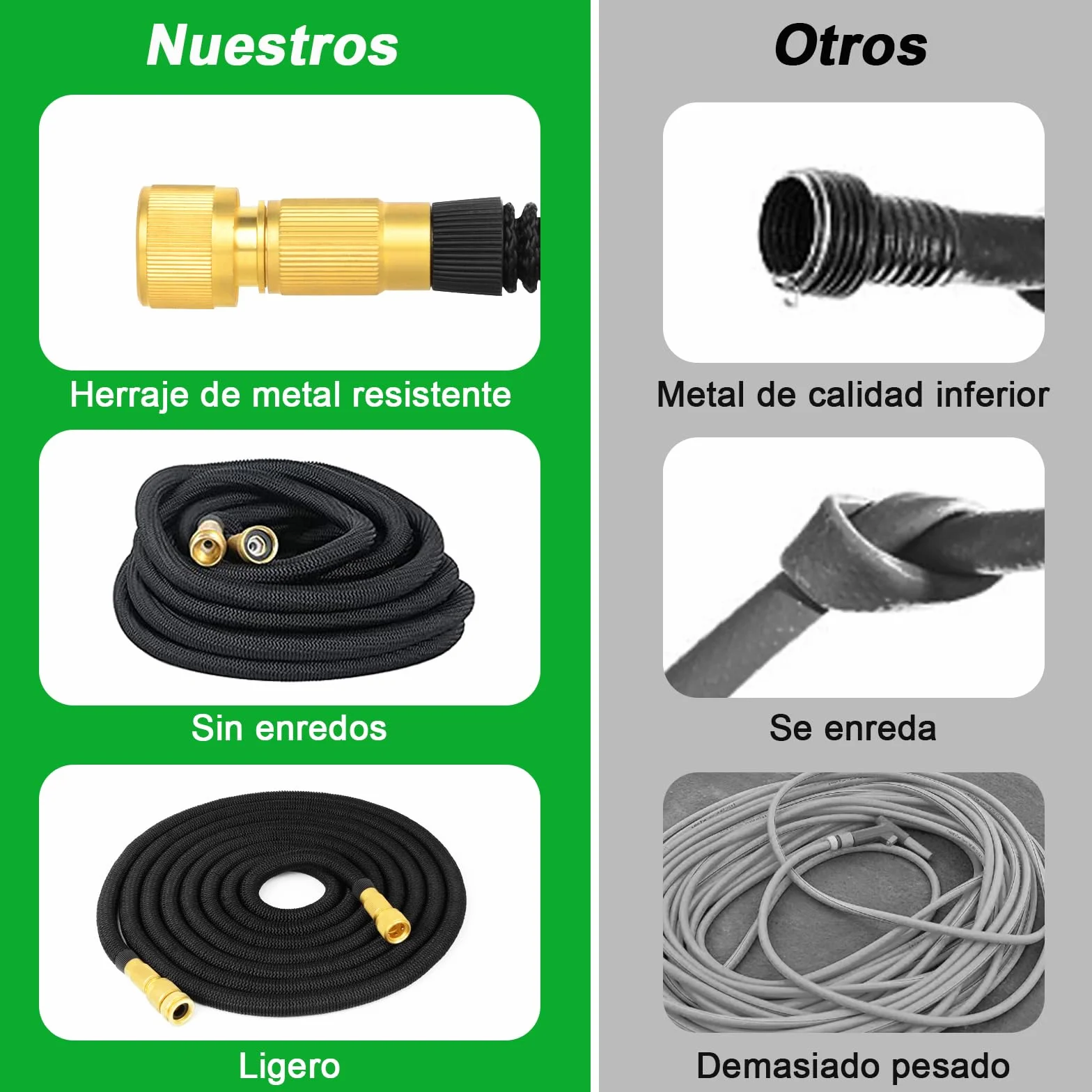 Manguera de Jardín Extensible 7.5M con Pistola Rociadora 8 Funciones, Flexible y Ligera para Lavado de Coche, Jardín y Mascota